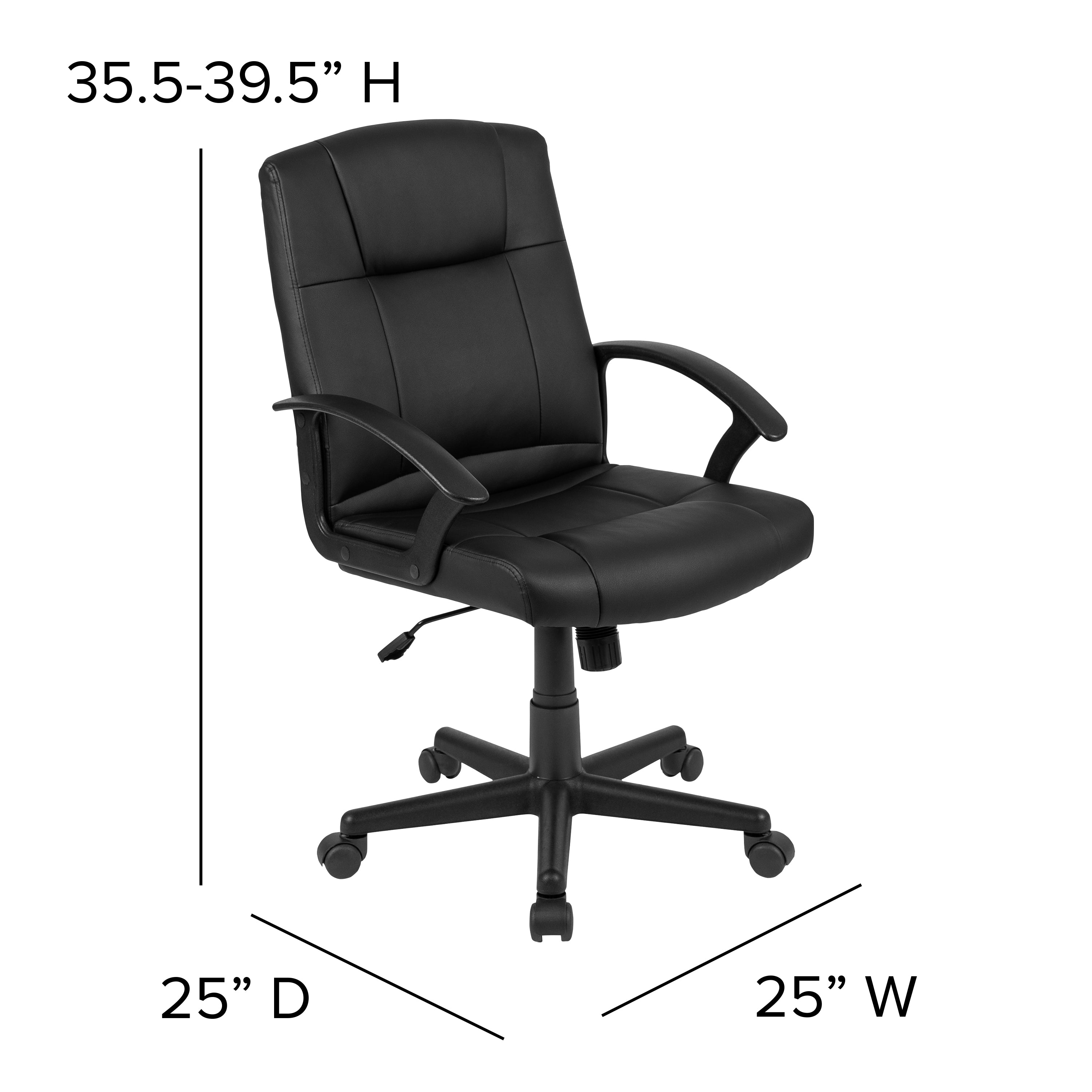 Flash Fundamentals Mid-Back Padded Task Office Chair with Arms-Office Chair-Flash Furniture-Wall2Wall Furnishings