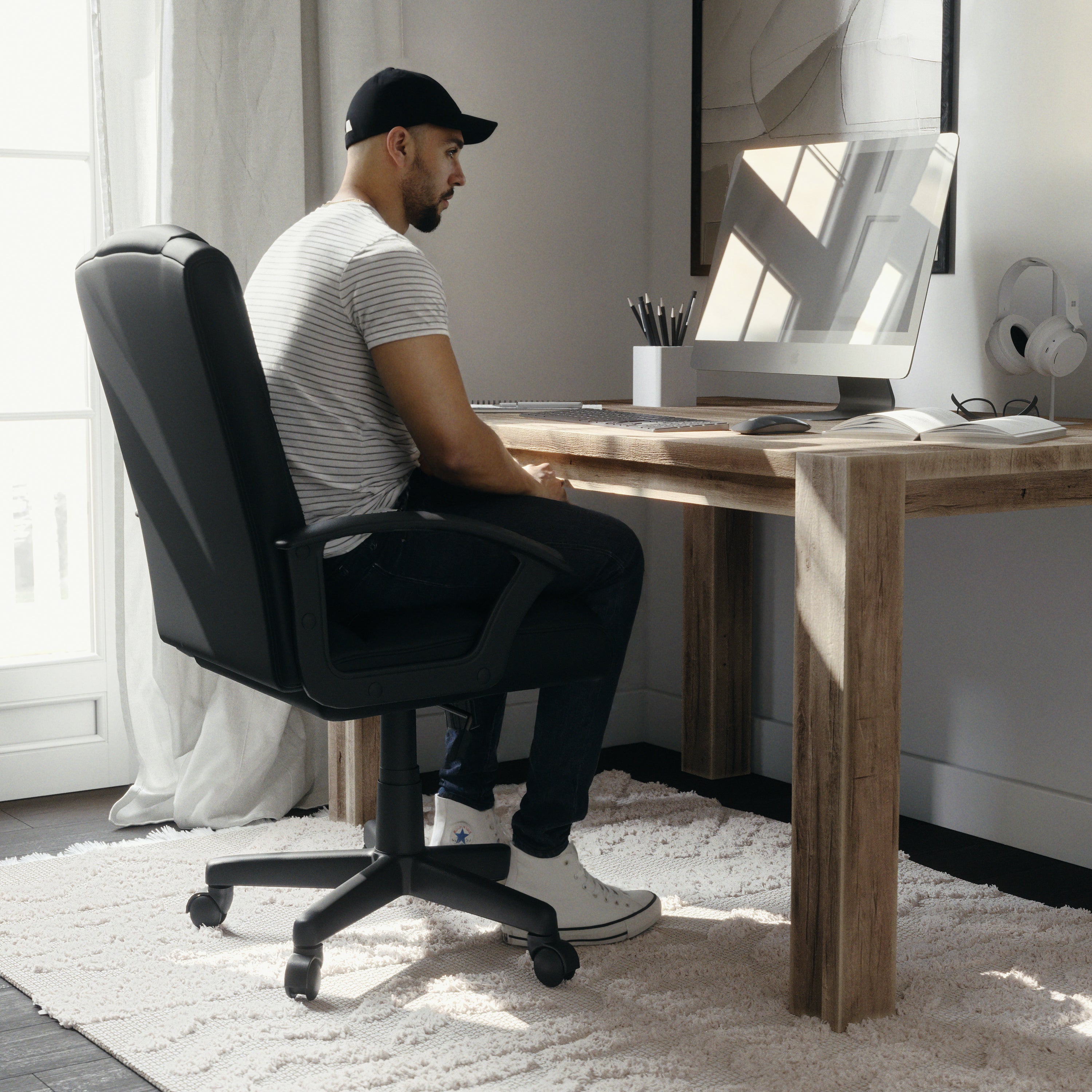 Flash Fundamentals Mid-Back Padded Task Office Chair with Arms