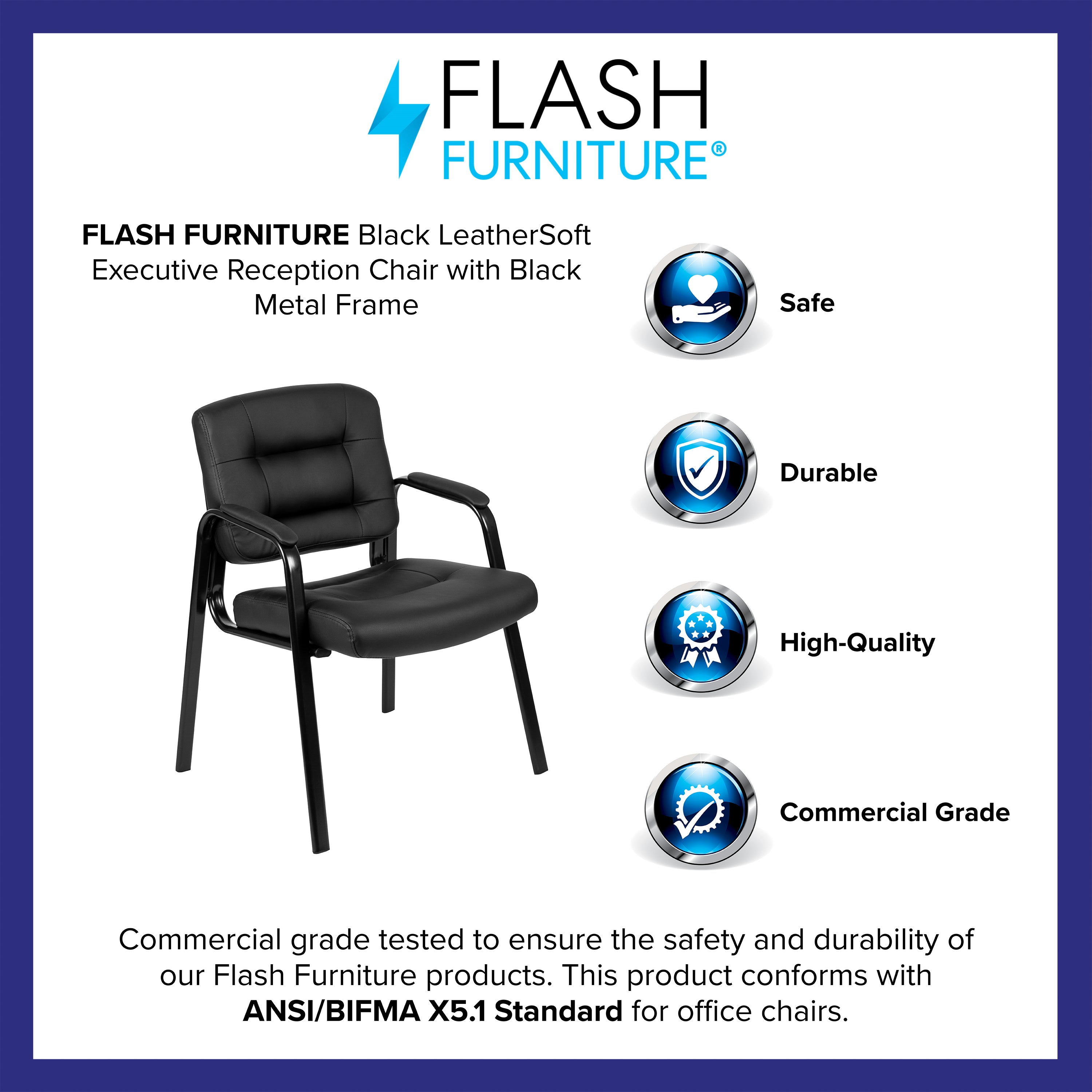 Flash Fundamentals Executive Reception Chair with Metal Frame