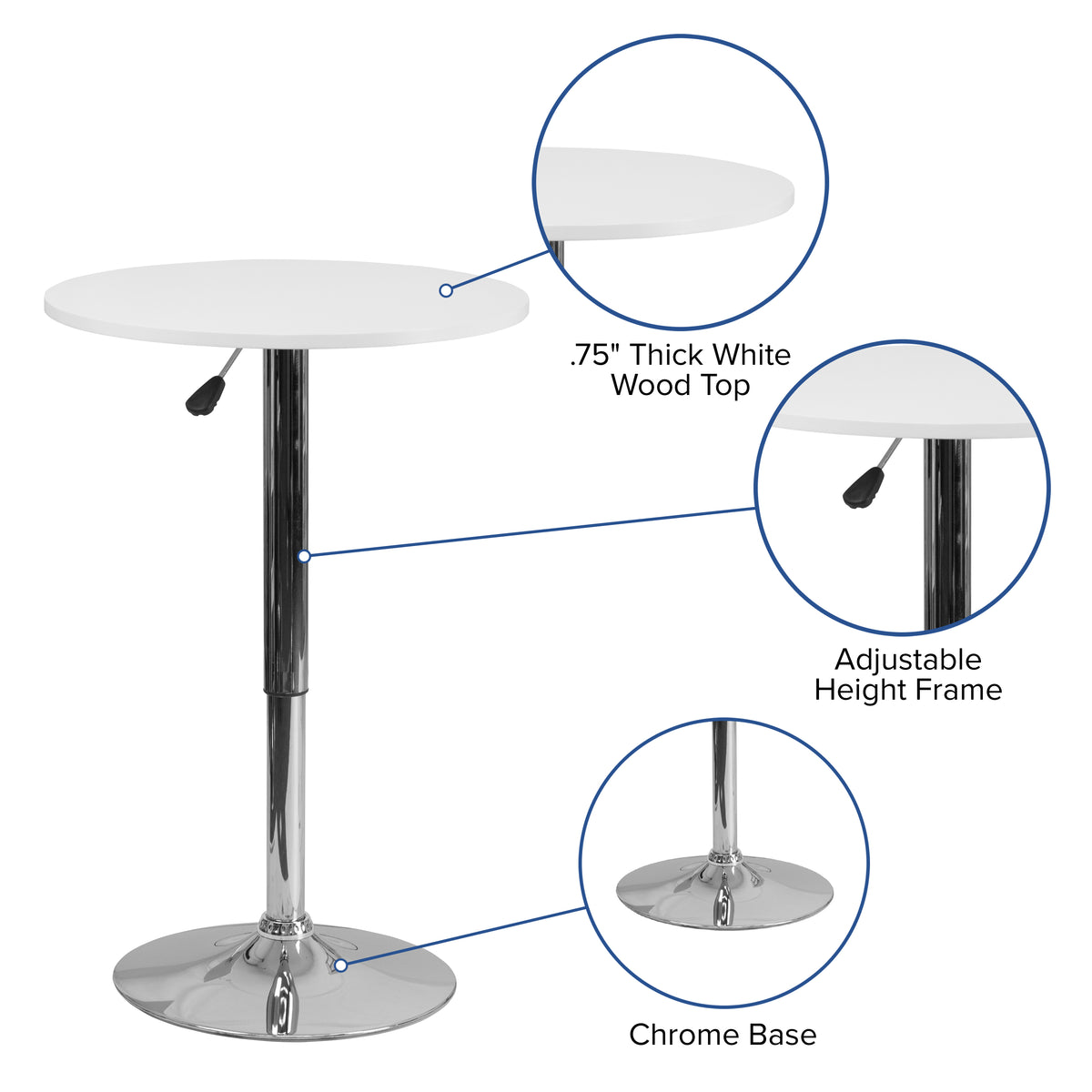 23.75'' Round Adjustable Height Wood Table (Adjustable Range 26.25'' - 35.75'')