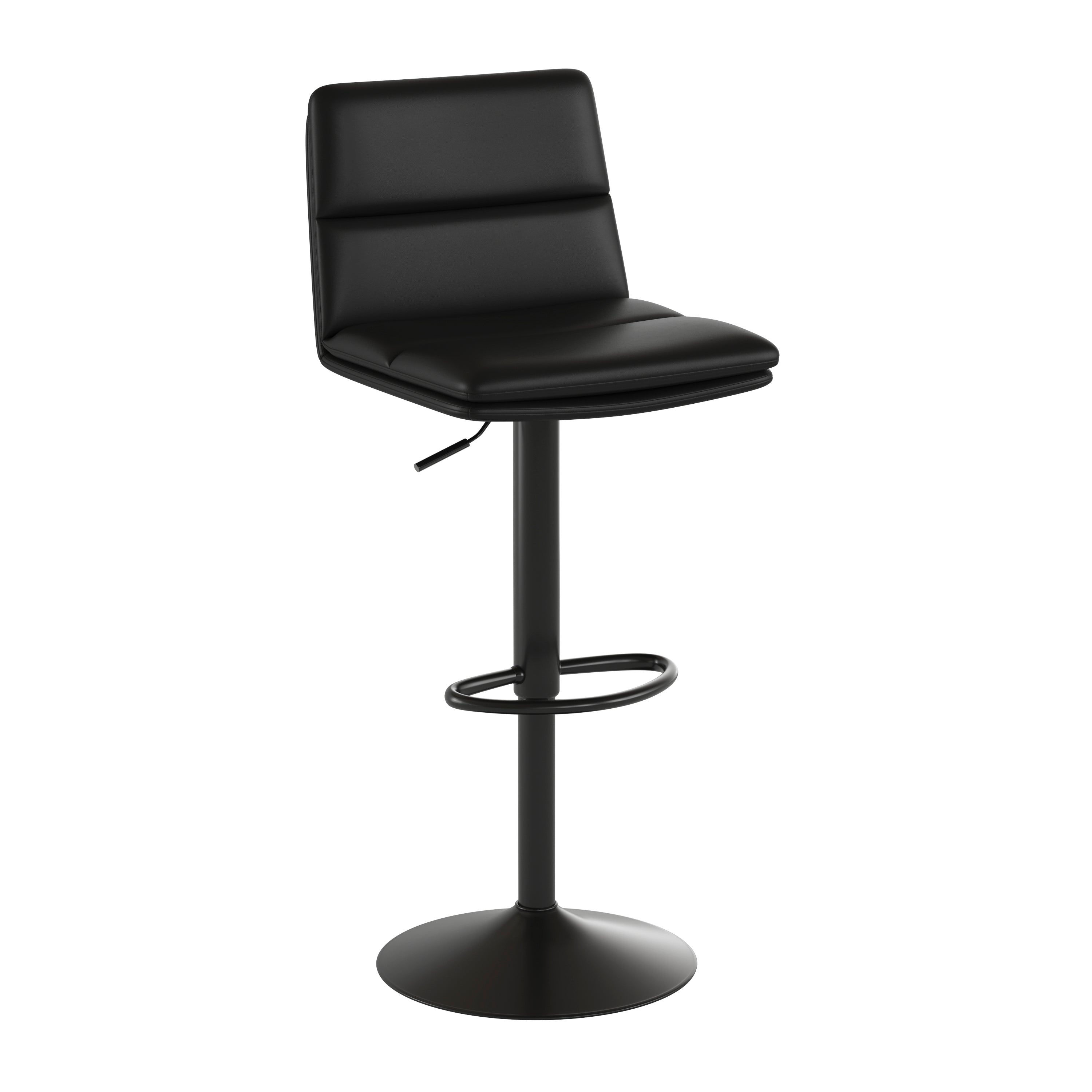 Hughes Modern Adjustable Height LeatherSoft Channel Stitched Barstools, Set of 2