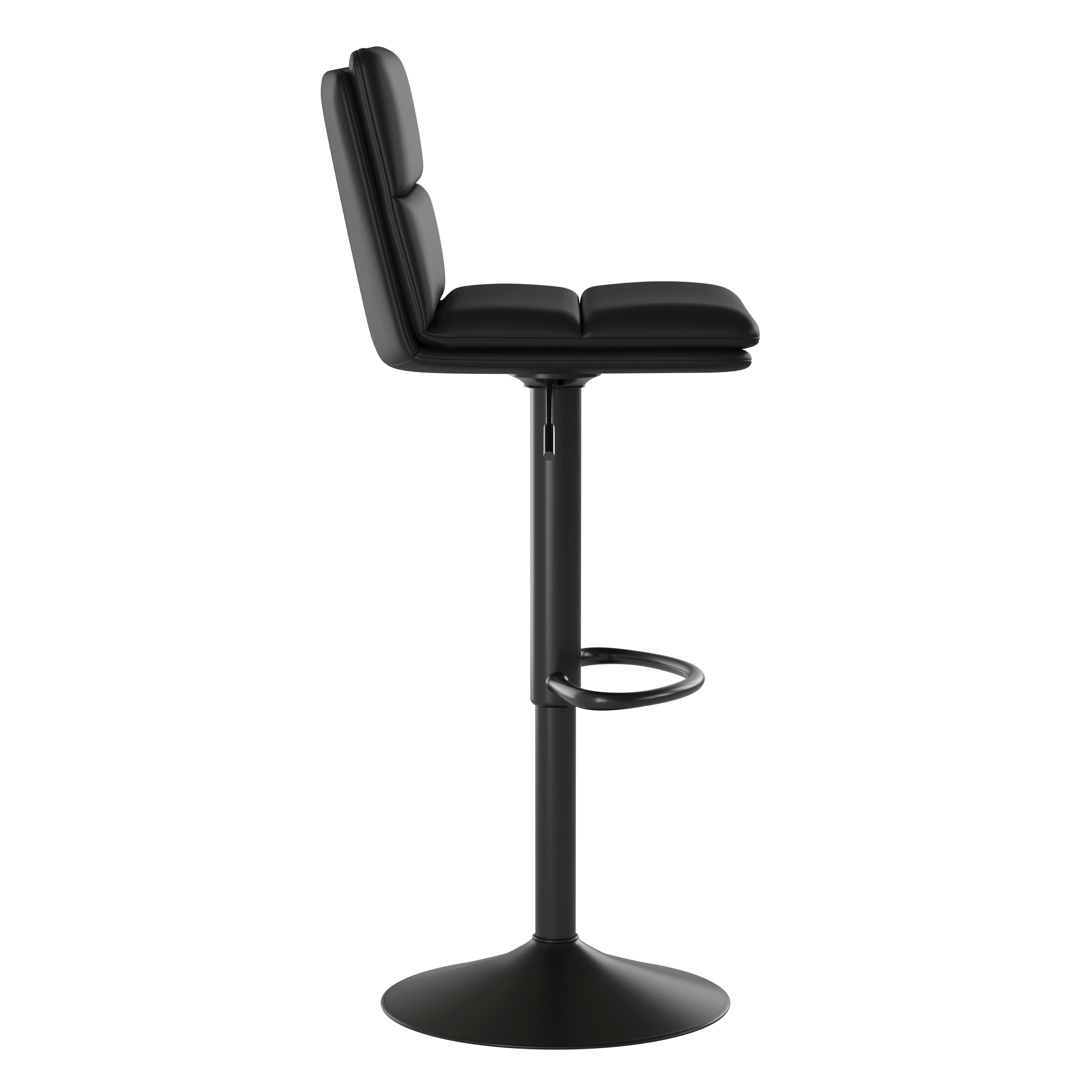 Hughes Modern Adjustable Height LeatherSoft Channel Stitched Barstools, Set of 2
