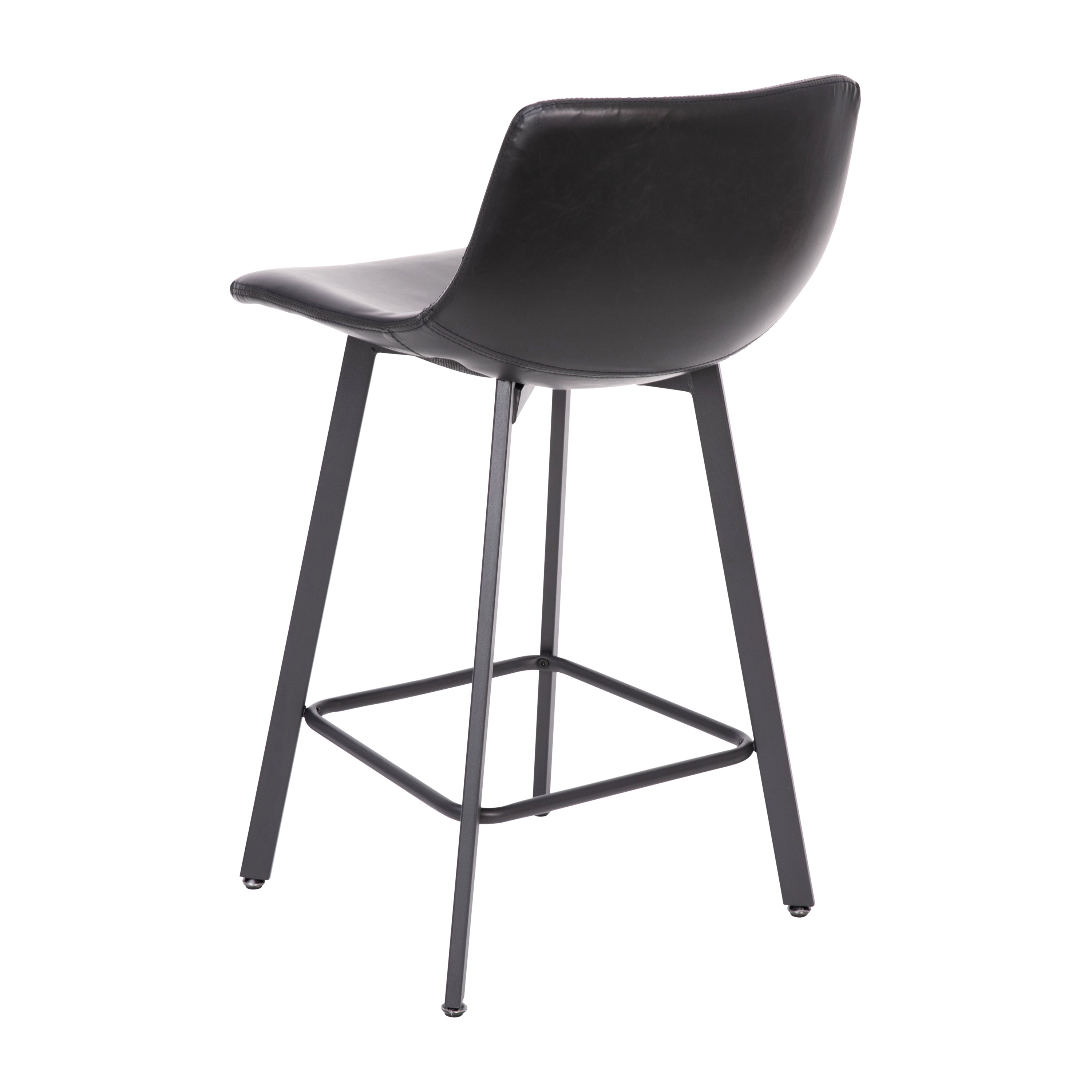 Caleb Modern Armless 24 Inch Counter Height Stools with Footrests and Matte Metal Frames, Set of 2