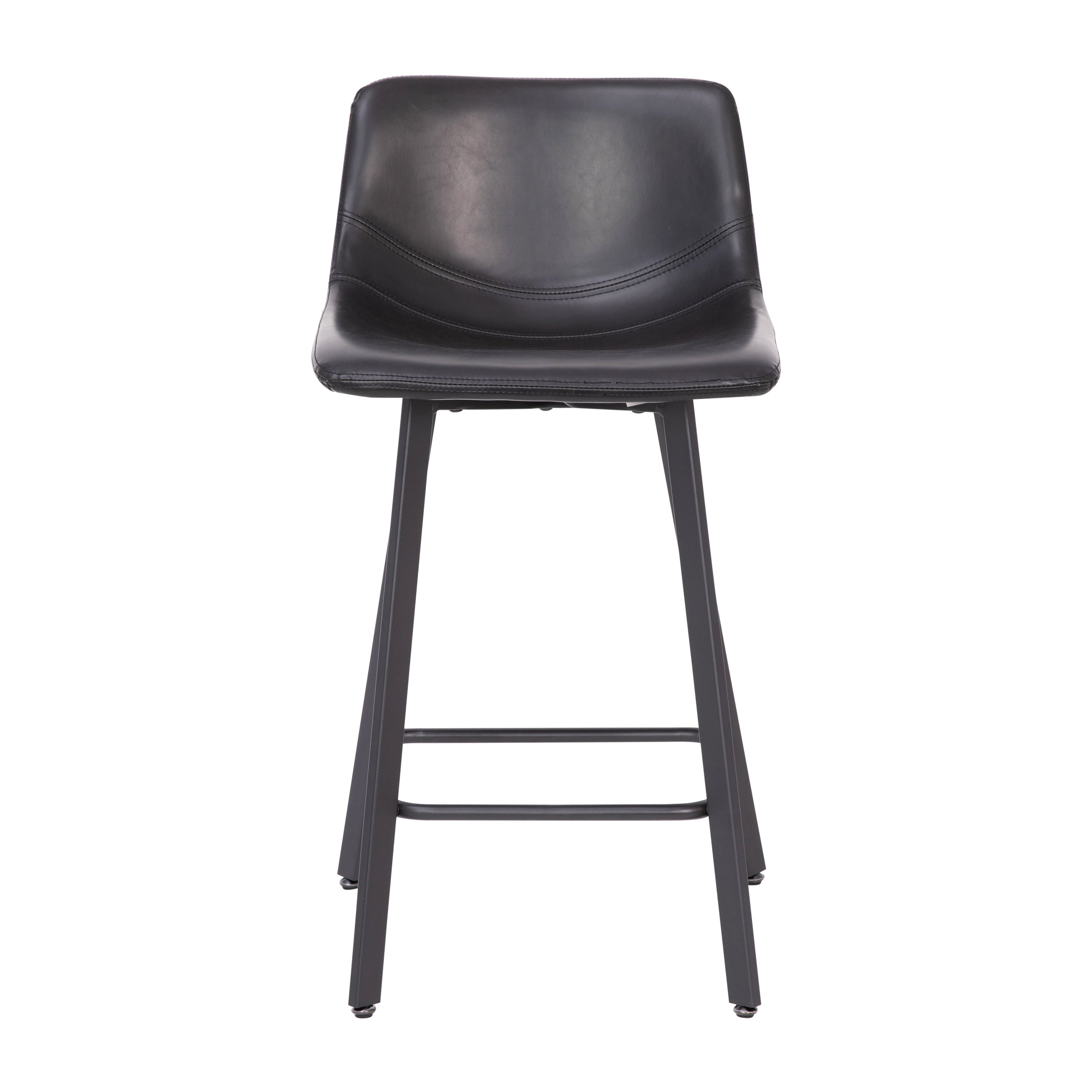 Caleb Modern Armless 24 Inch Counter Height Stools with Footrests and Matte Metal Frames, Set of 2