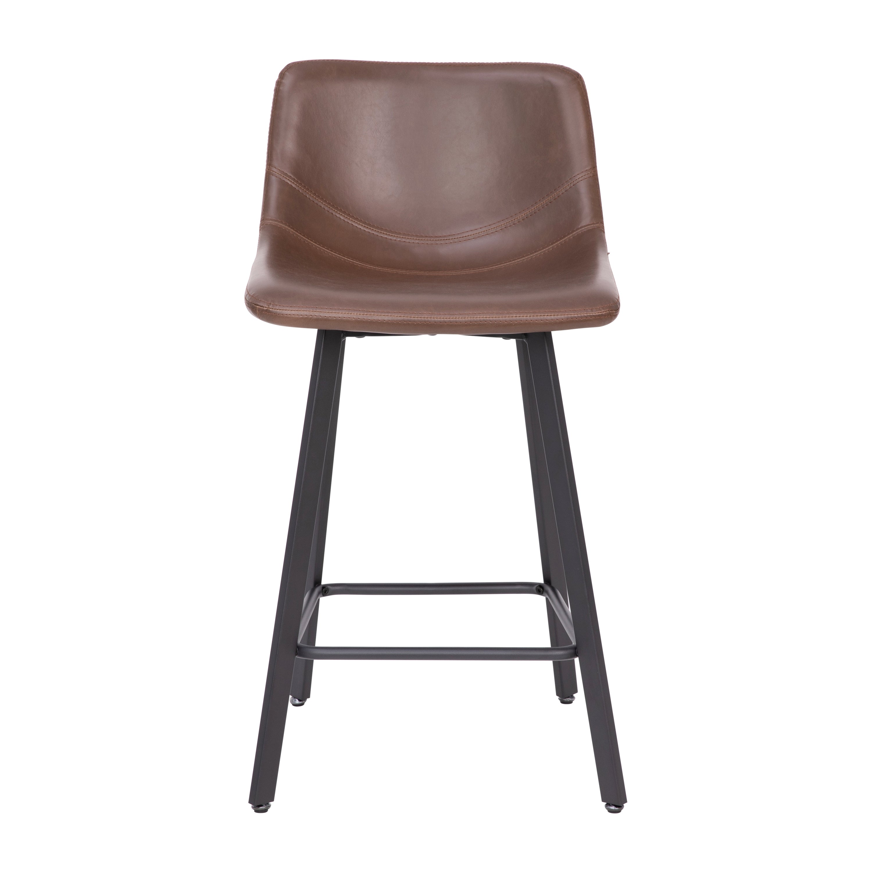 Caleb Modern Armless 24 Inch Counter Height Stools with Footrests and Matte Metal Frames, Set of 2