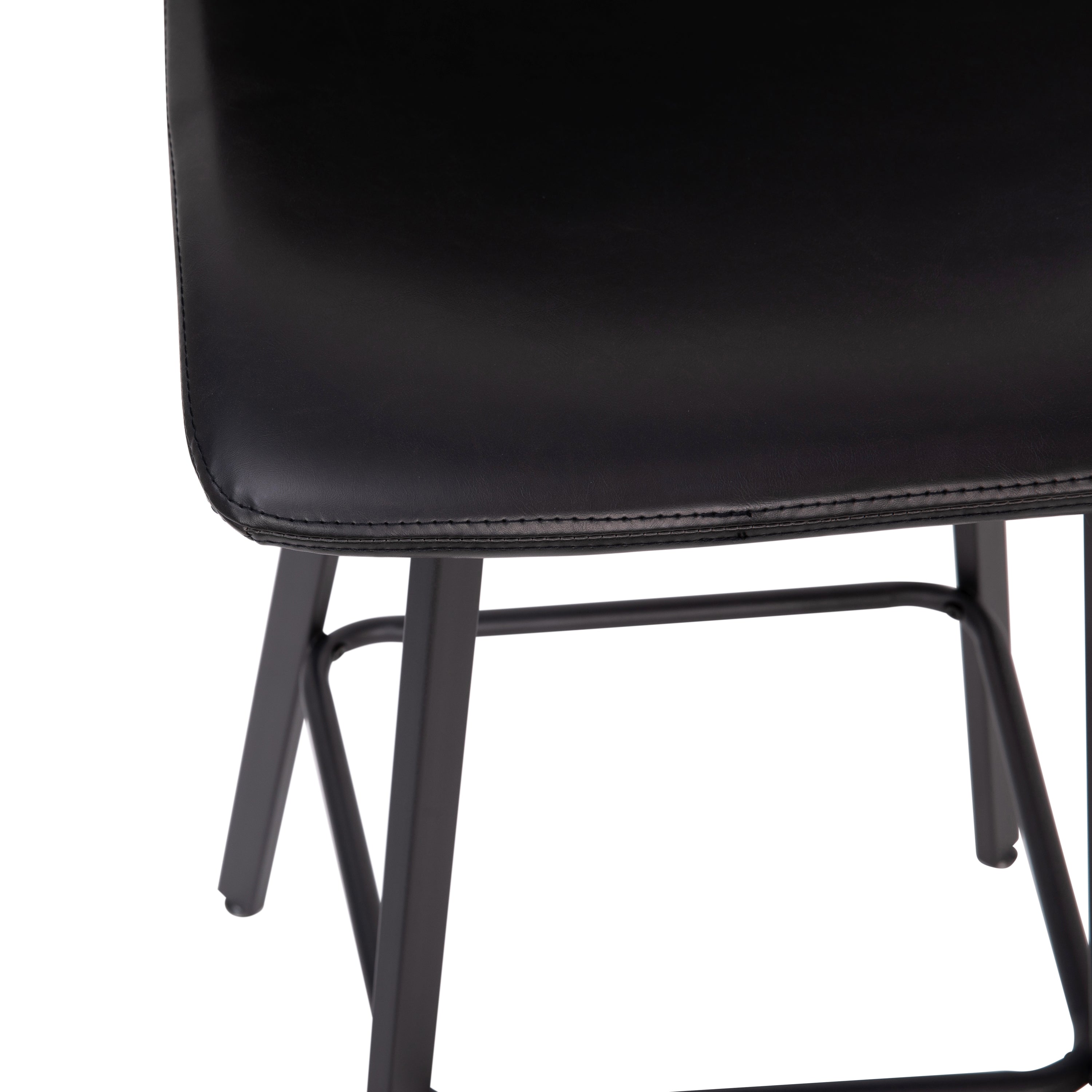 Caleb Modern Armless 30 Inch Bar Height Barstools with Footrests and Matte Iron Frames, Set of 2