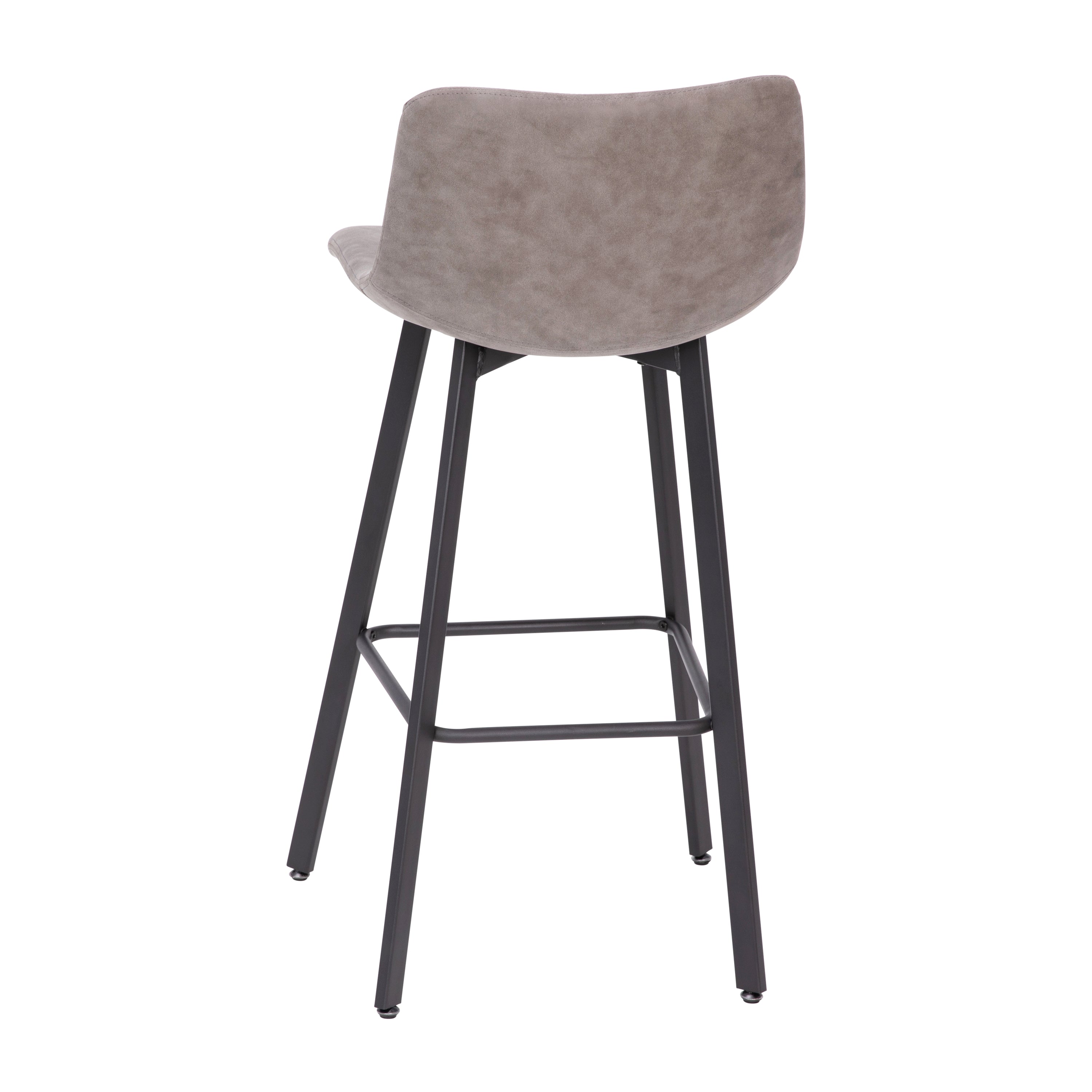 Caleb Modern Armless 30 Inch Bar Height Barstools with Footrests and Matte Iron Frames, Set of 2