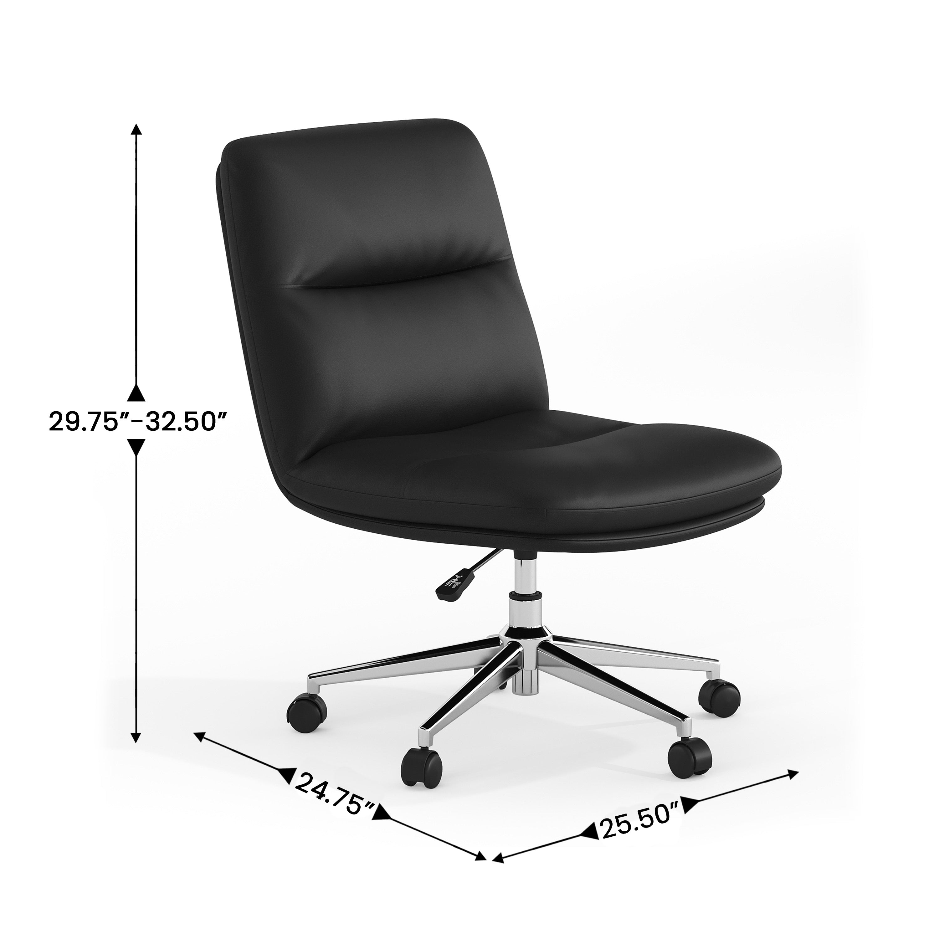 Chloe Commercial Mid-Back Padded Upholstered Armless Task Office Chair with Wheels, Adjustable Height, Swivel Function, and Frame