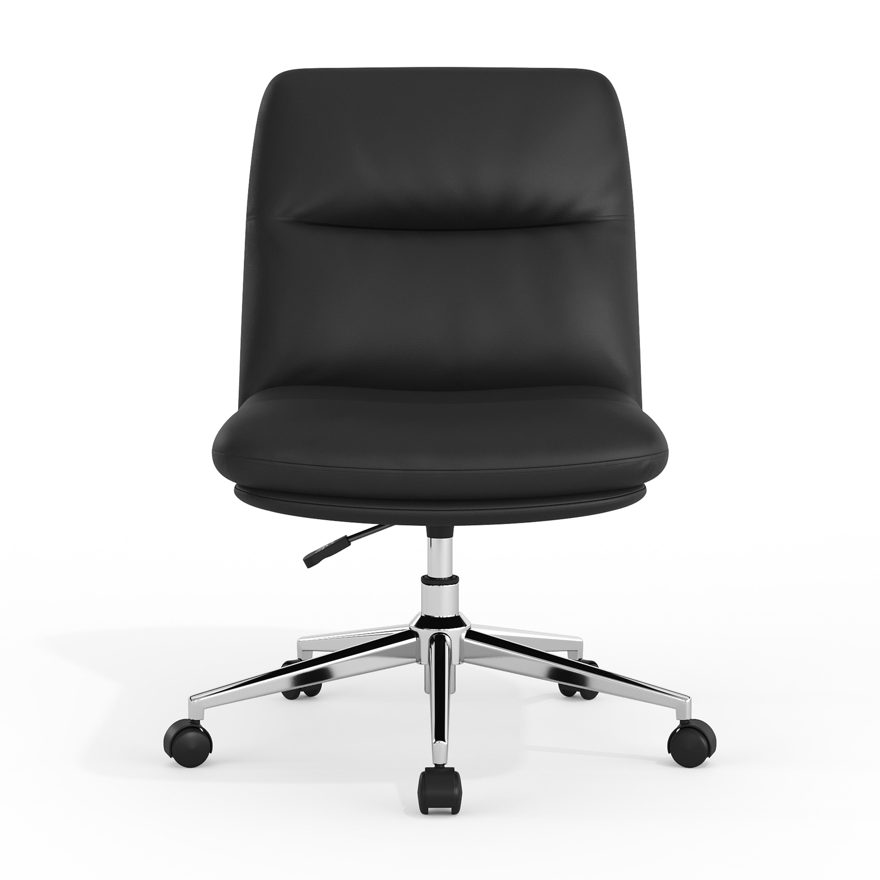 Chloe Commercial Mid-Back Padded Upholstered Armless Task Office Chair with Wheels, Adjustable Height, Swivel Function, and Frame