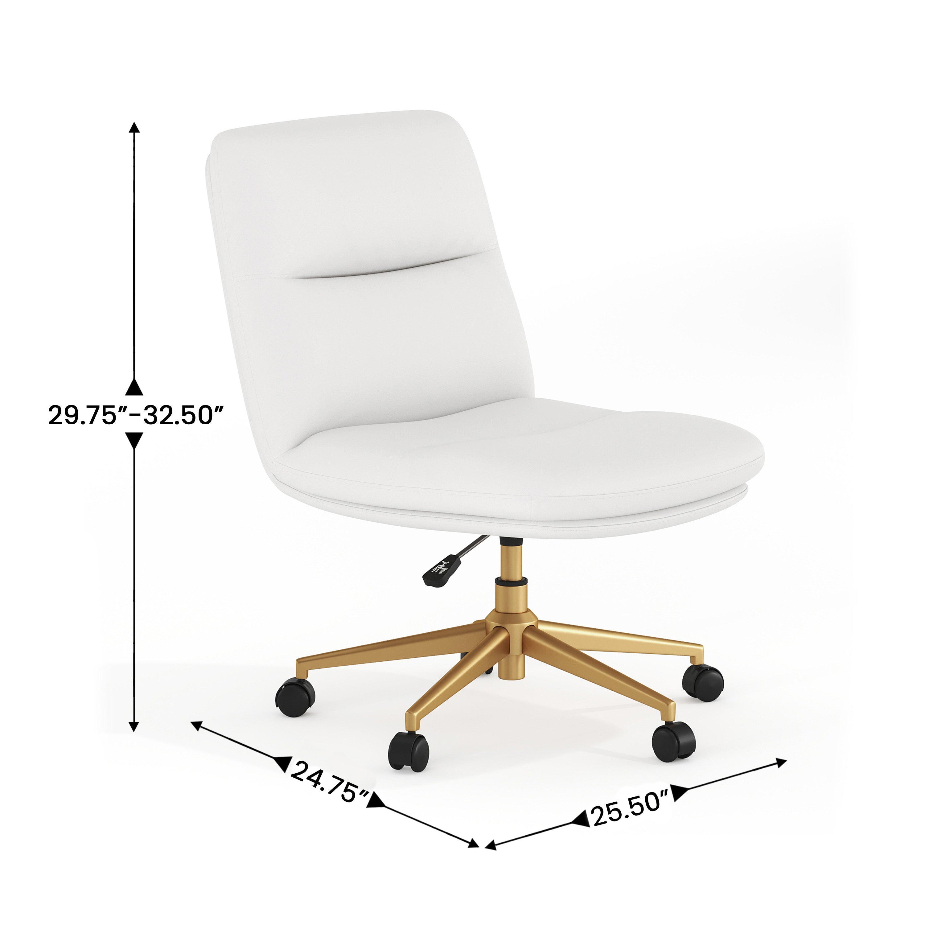 Chloe Commercial Mid-Back Padded Upholstered Armless Task Office Chair with Wheels, Adjustable Height, Swivel Function, and Frame