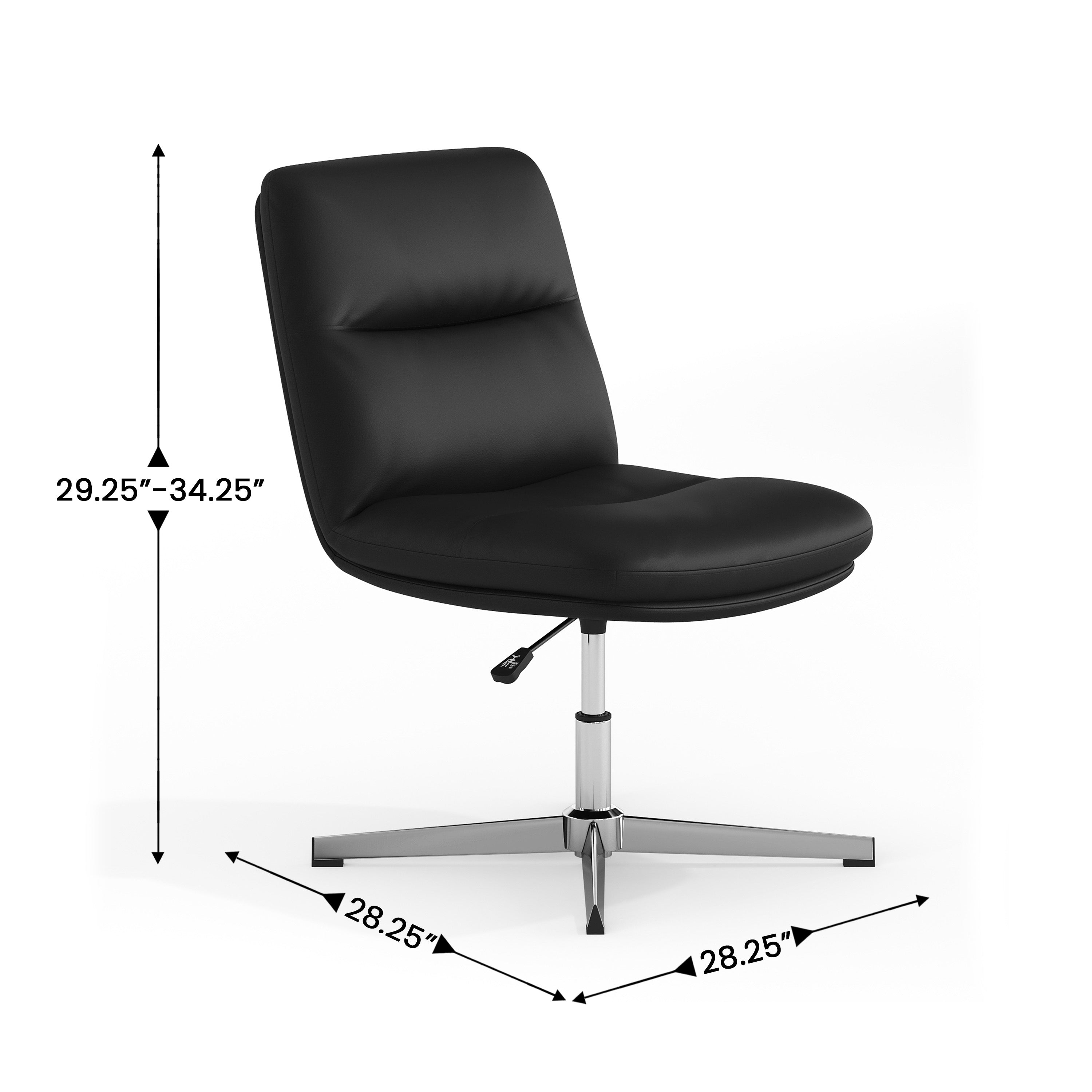 Chloe Commercial Mid-Back Padded Upholstered Armless Stationary Task Office Chair with Adjustable Height, Swivel Function, and Frame