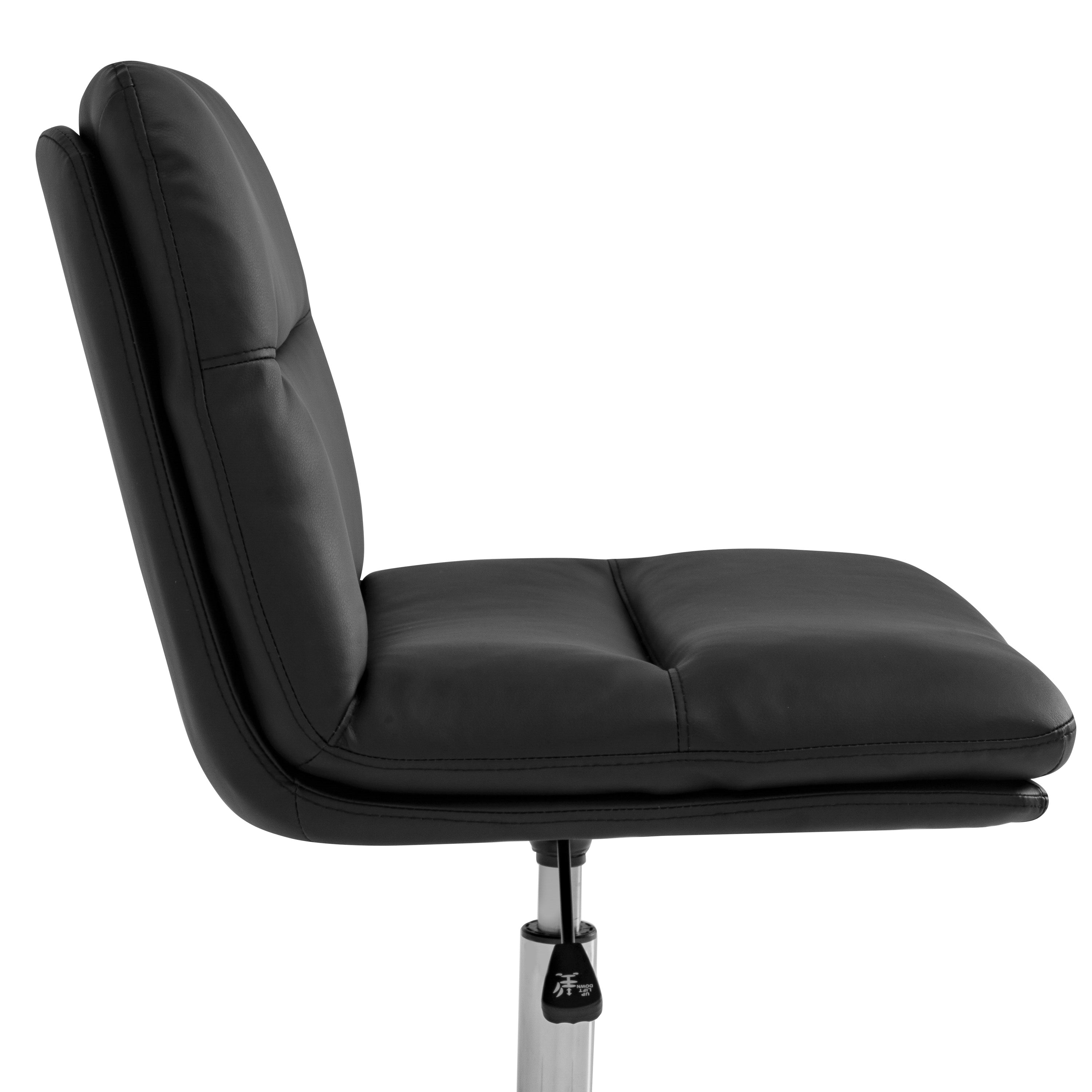 Chloe Commercial Mid-Back Padded Upholstered Armless Stationary Task Office Chair with Adjustable Height, Swivel Function, and Frame
