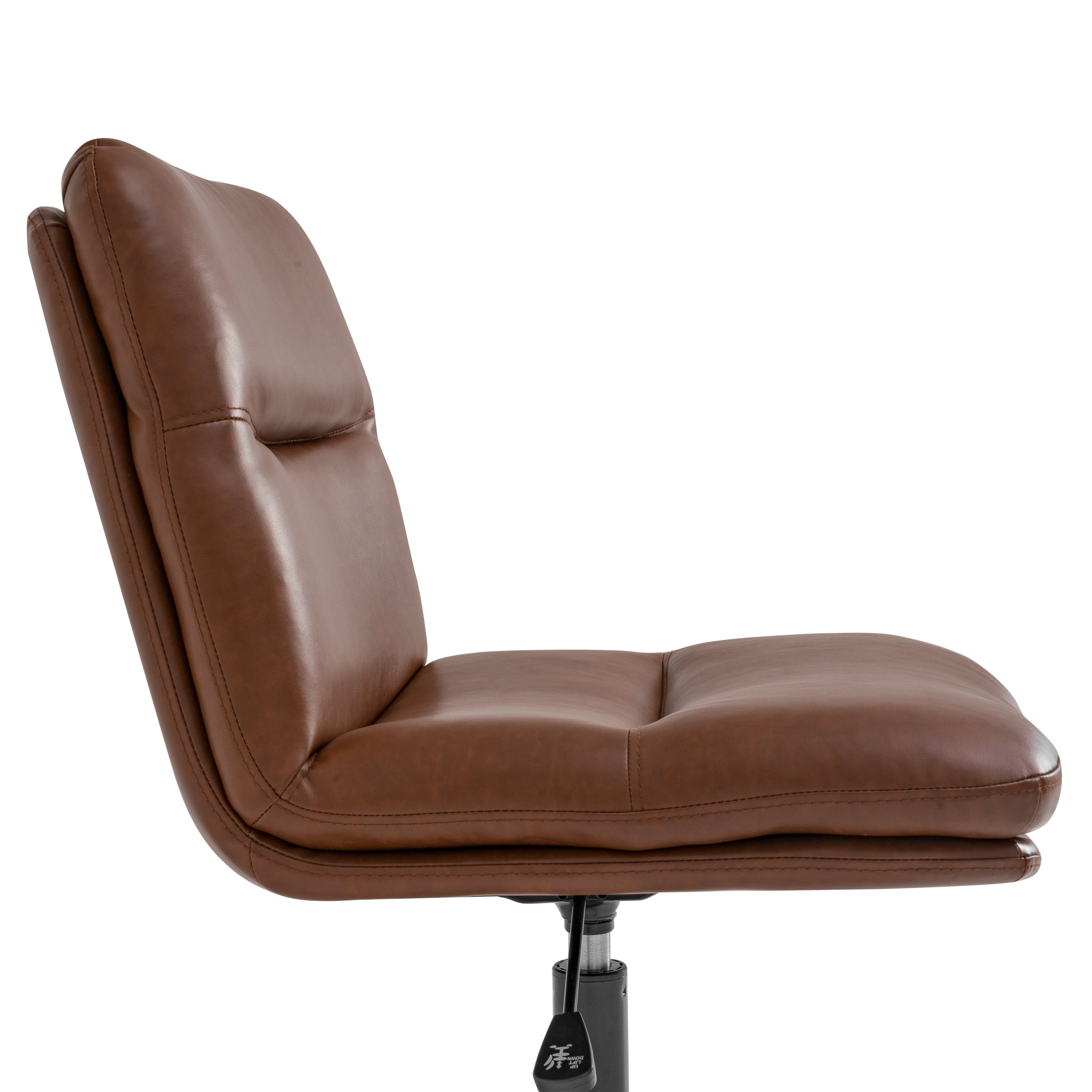 Chloe Commercial Mid-Back Padded Upholstered Armless Stationary Task Office Chair with Adjustable Height, Swivel Function, and Frame