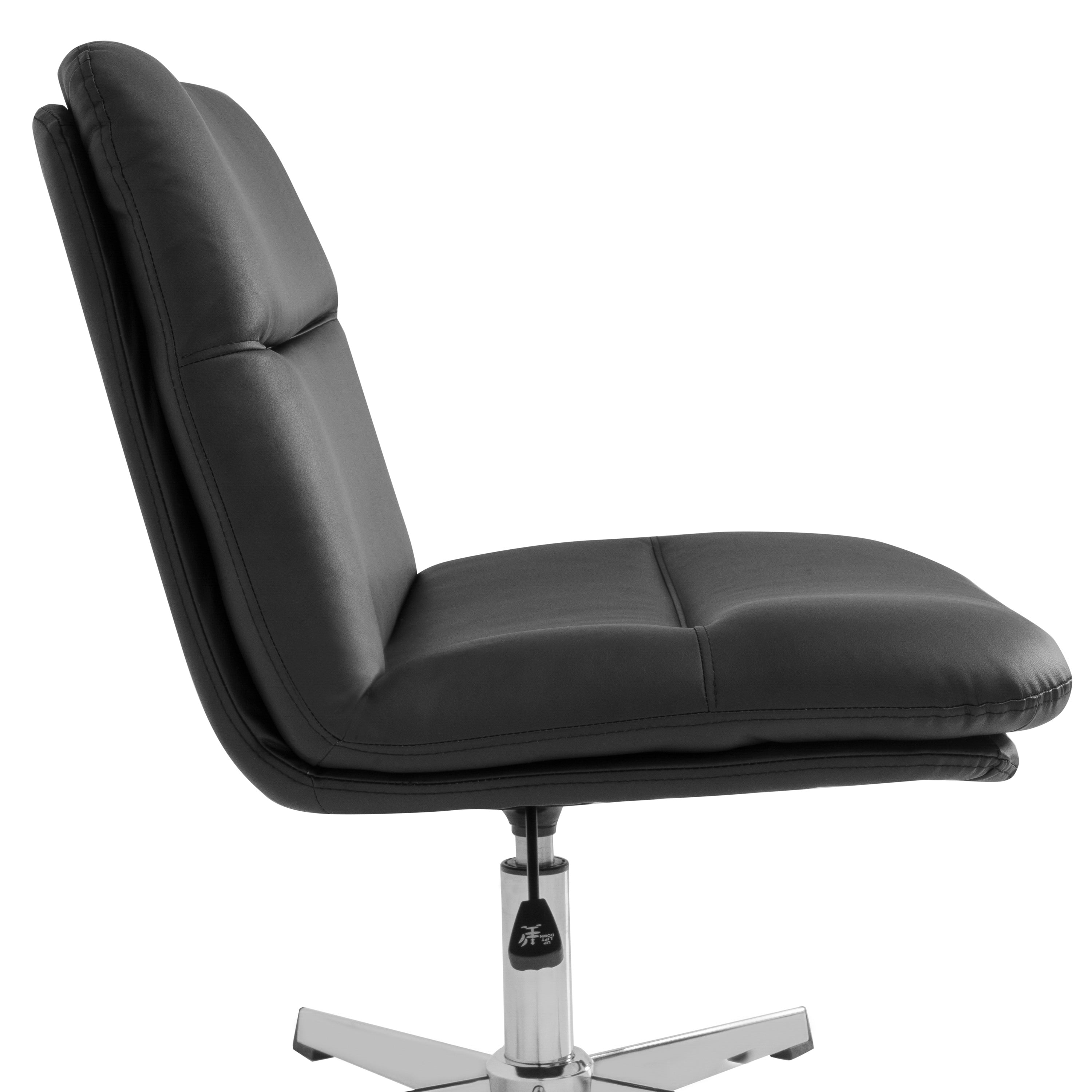Chloe Commercial Wide Mid-Back Padded Upholstered Armless Stationary Task Office Chair with Adjustable Height, Swivel Function, Frame