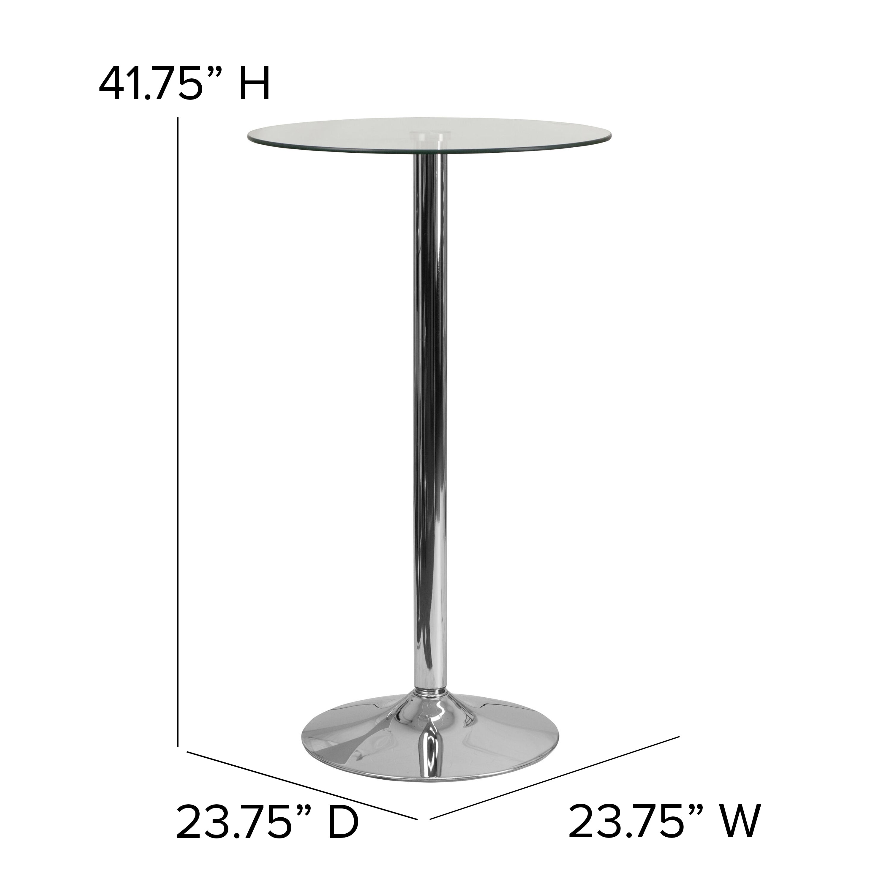 23.75'' Round Glass Table with 41.75''H Chrome Base-Glass Bar Table-Flash Furniture-Wall2Wall Furnishings