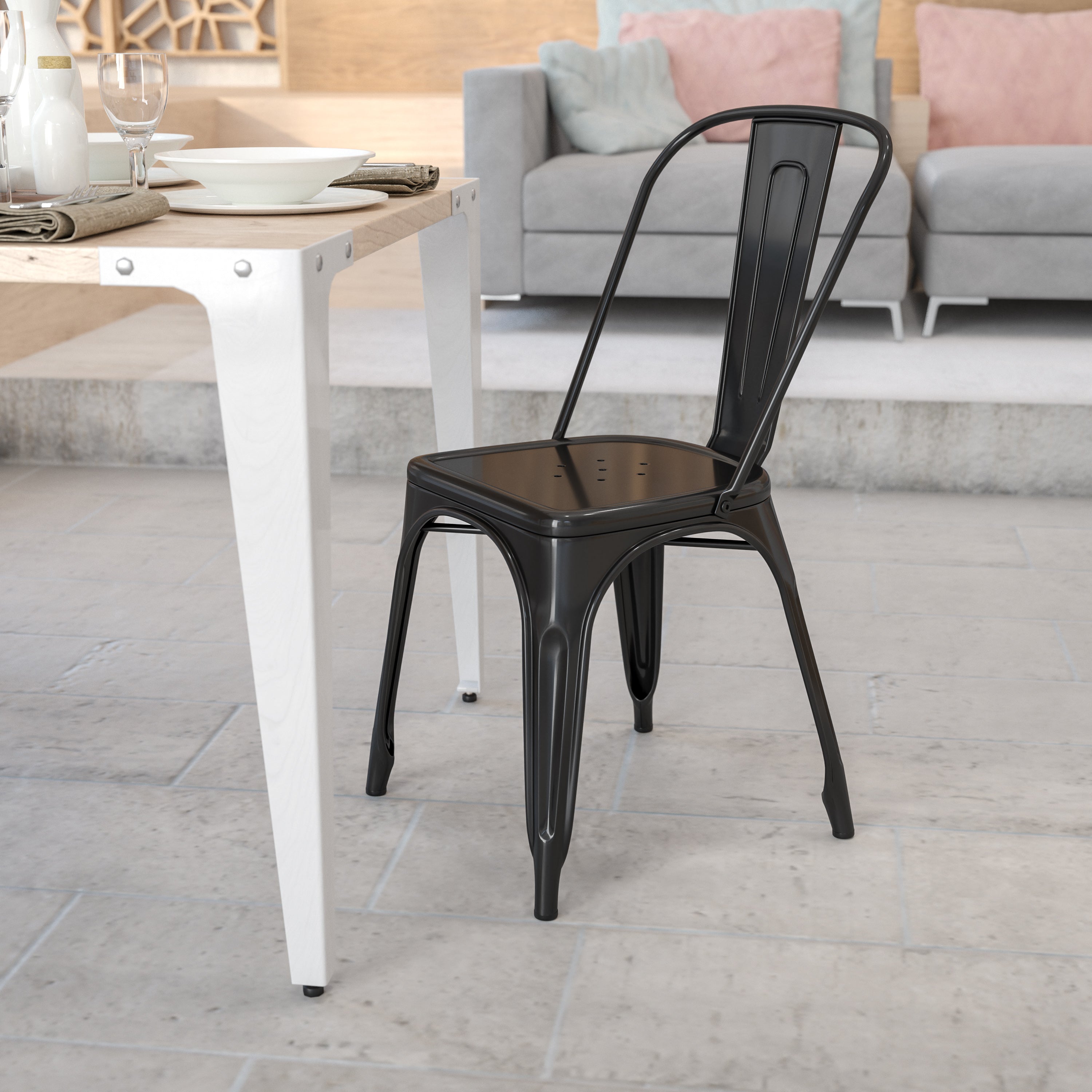 Commercial Grade Metal Indoor-Outdoor Stackable Chair-Indoor/Outdoor Chairs-Flash Furniture-Wall2Wall Furnishings