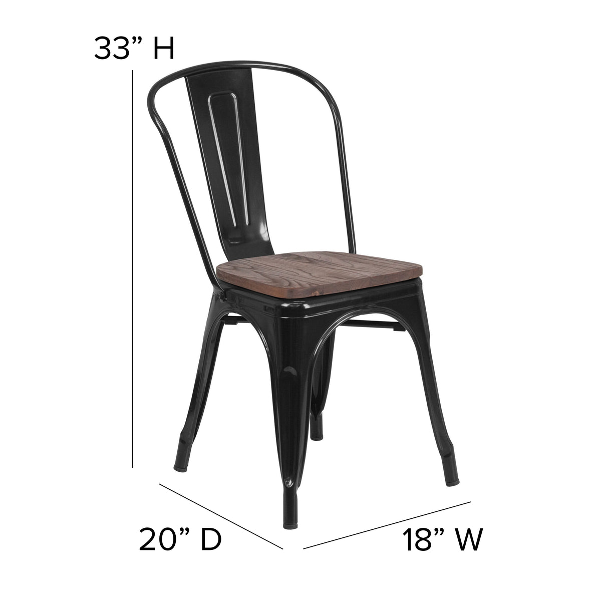 31.5" Square Metal Table Set with Wood Top and 4 Stack Chairs