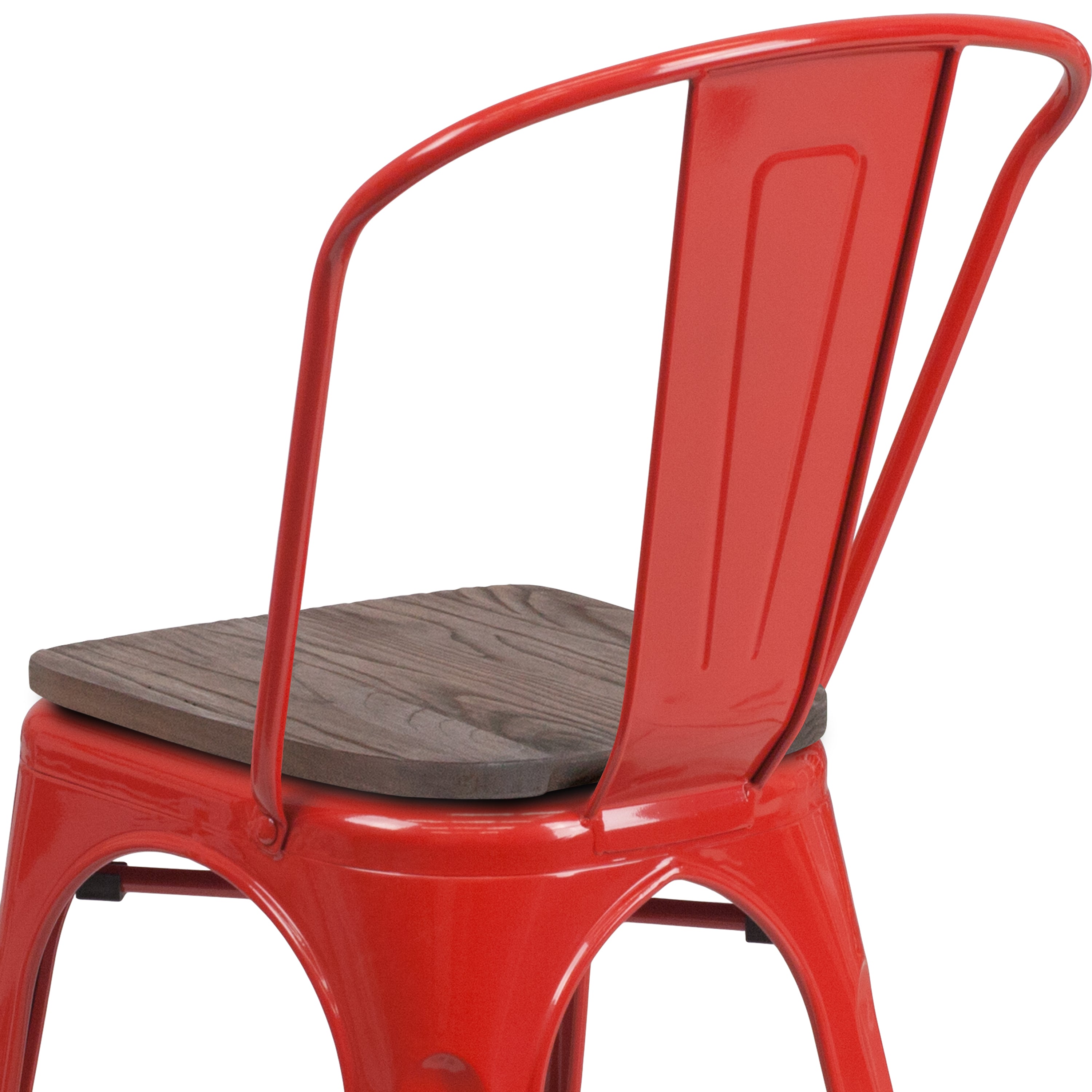 Metal Stackable Chair with Wood Seat-Bar Stool-Flash Furniture-Wall2Wall Furnishings