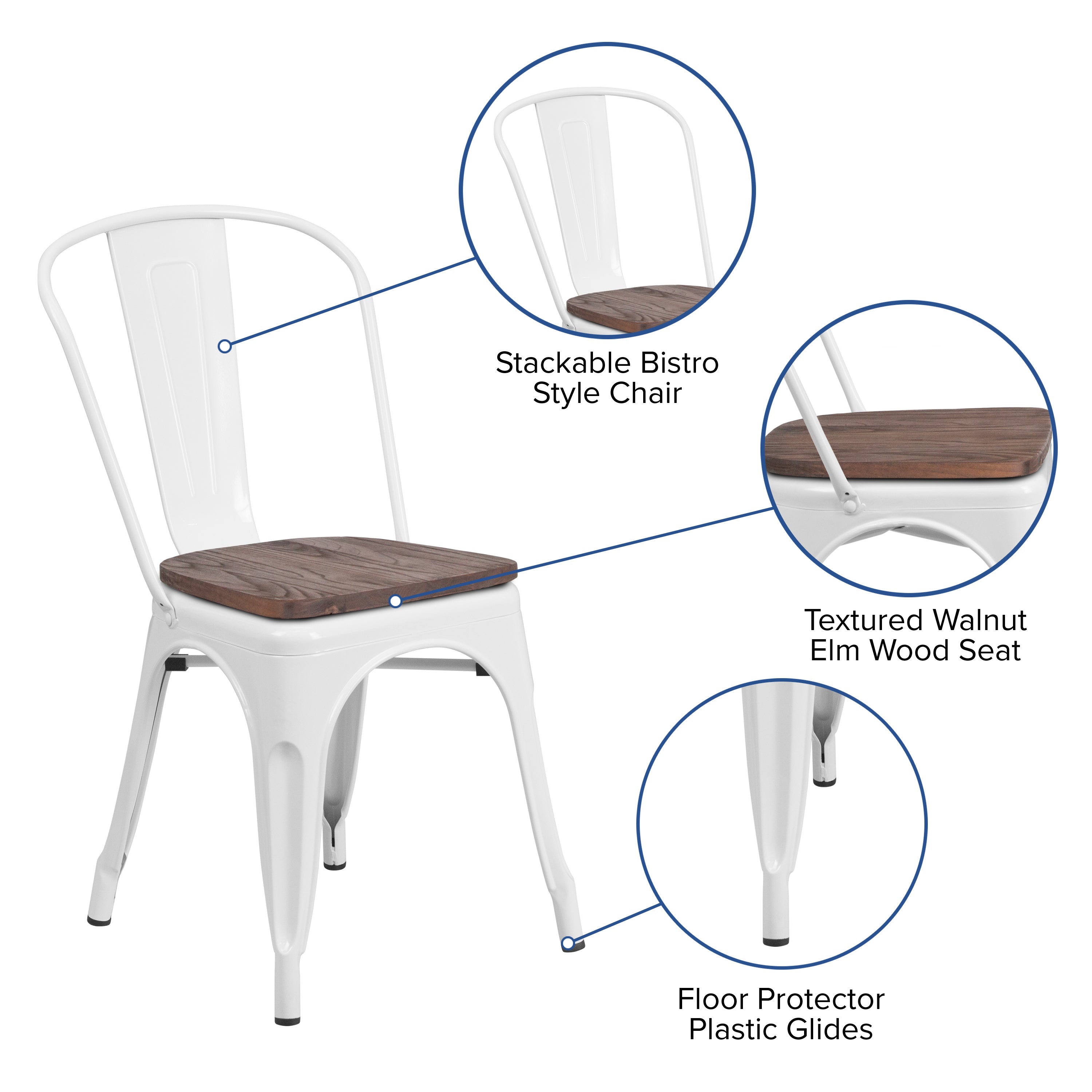 Metal Stackable Chair with Wood Seat-Bar Stool-Flash Furniture-Wall2Wall Furnishings