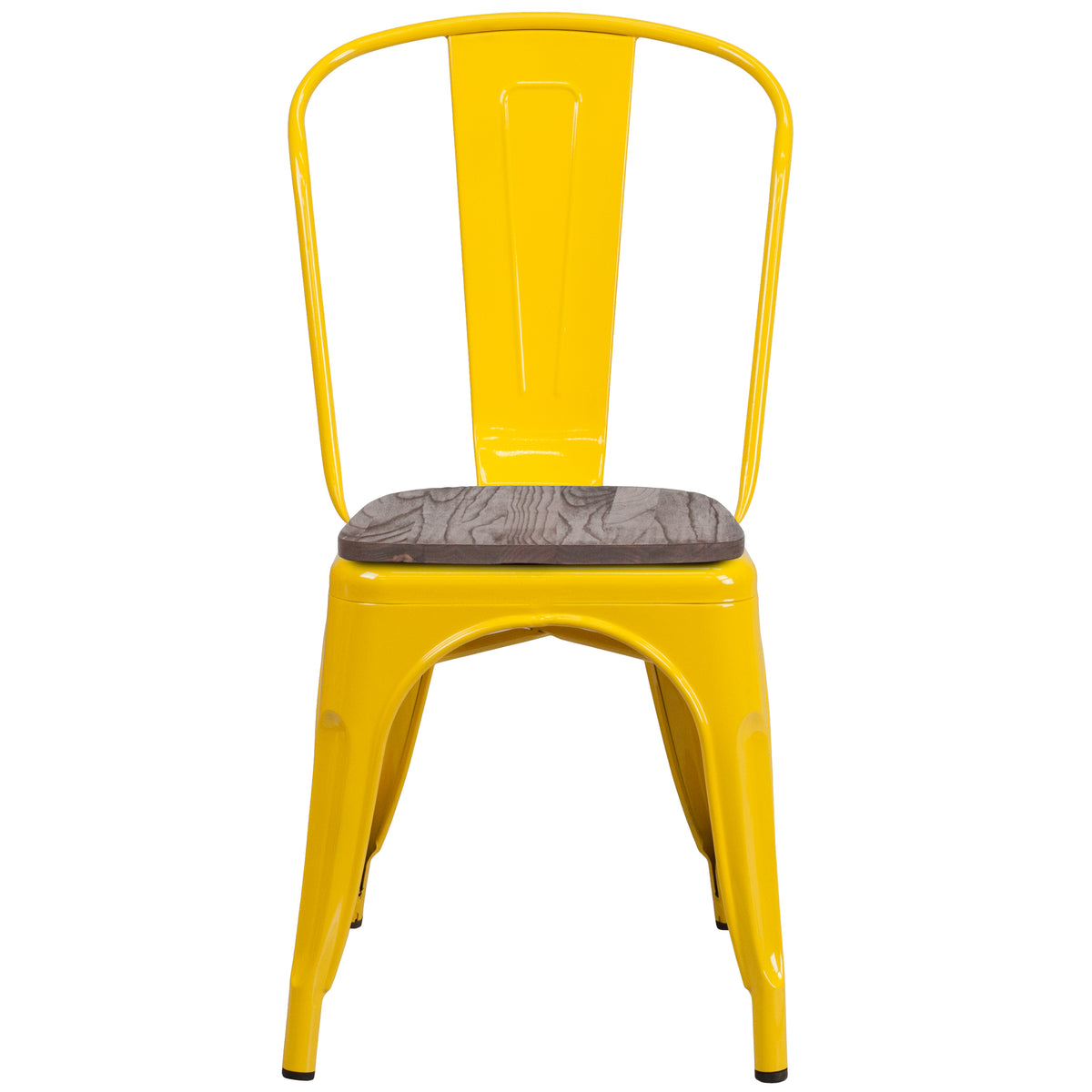 Metal Stackable Chair with Wood Seat