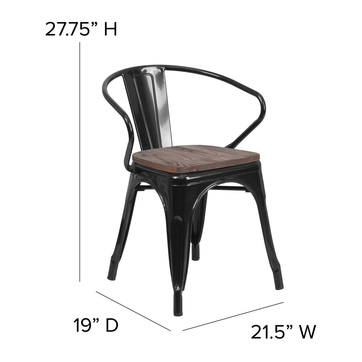 Metal Chair with Wood Seat and Arms