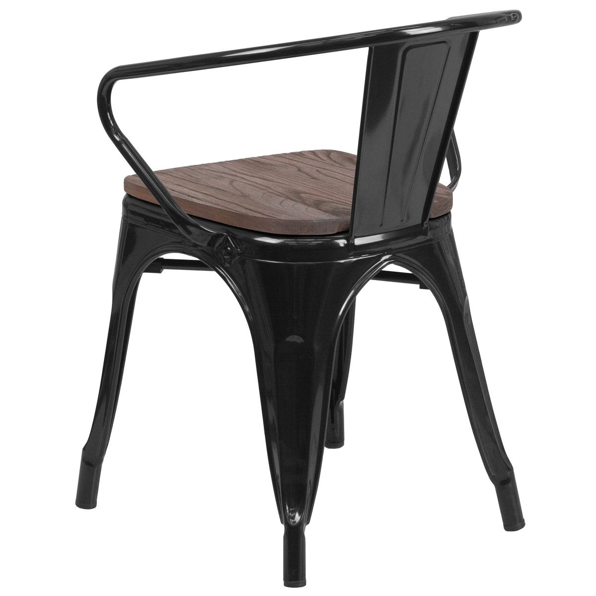 Metal Chair with Wood Seat and Arms