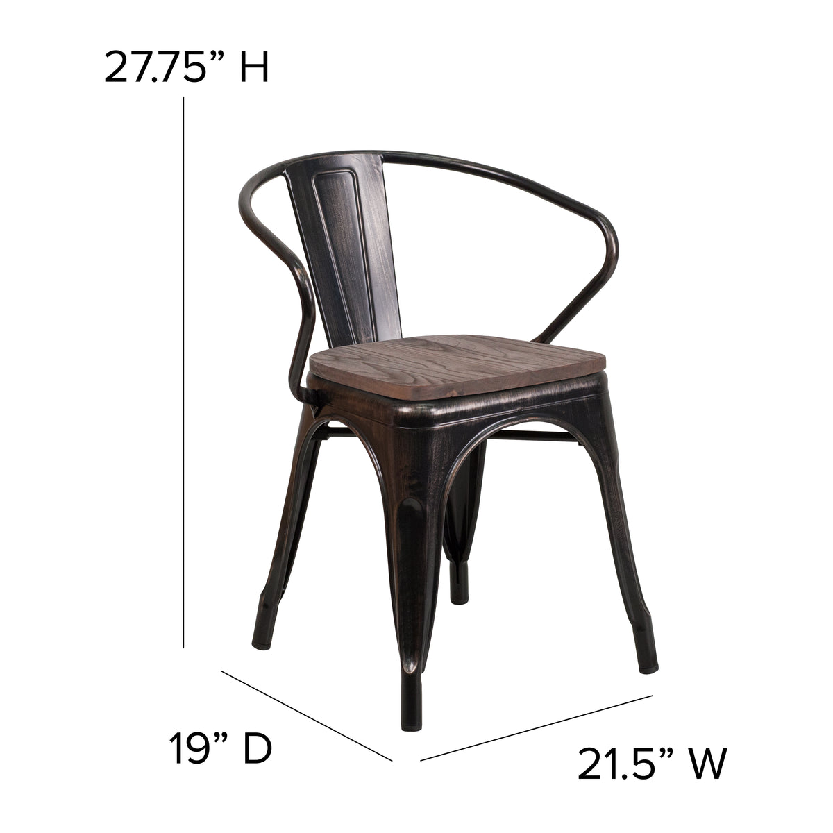 Metal Chair with Wood Seat and Arms