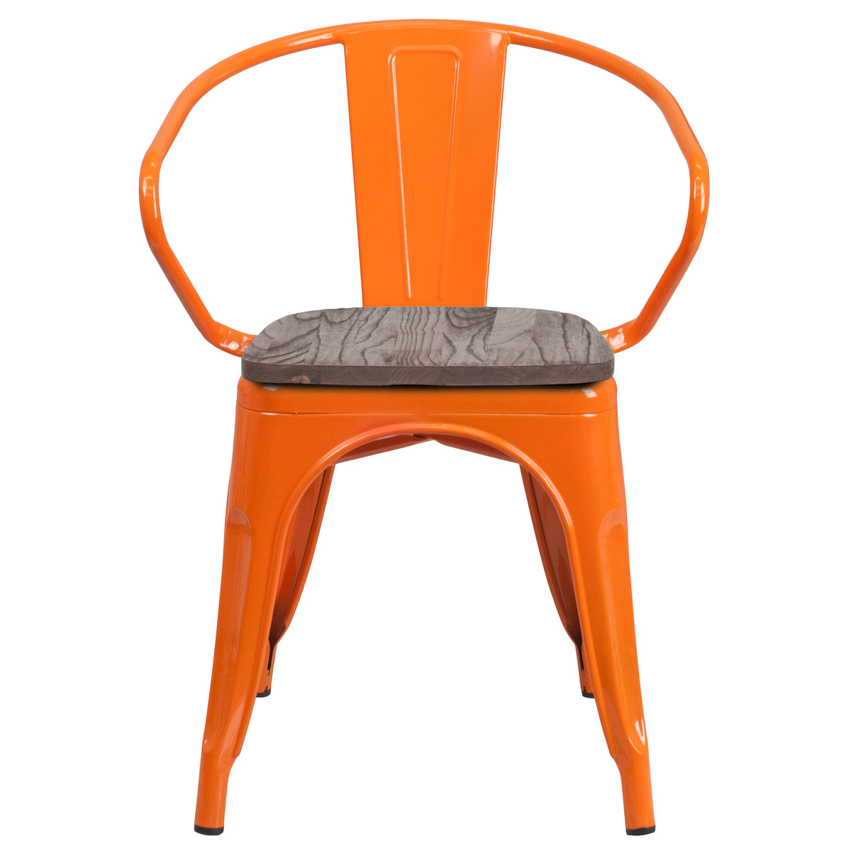 Metal Chair with Wood Seat and Arms