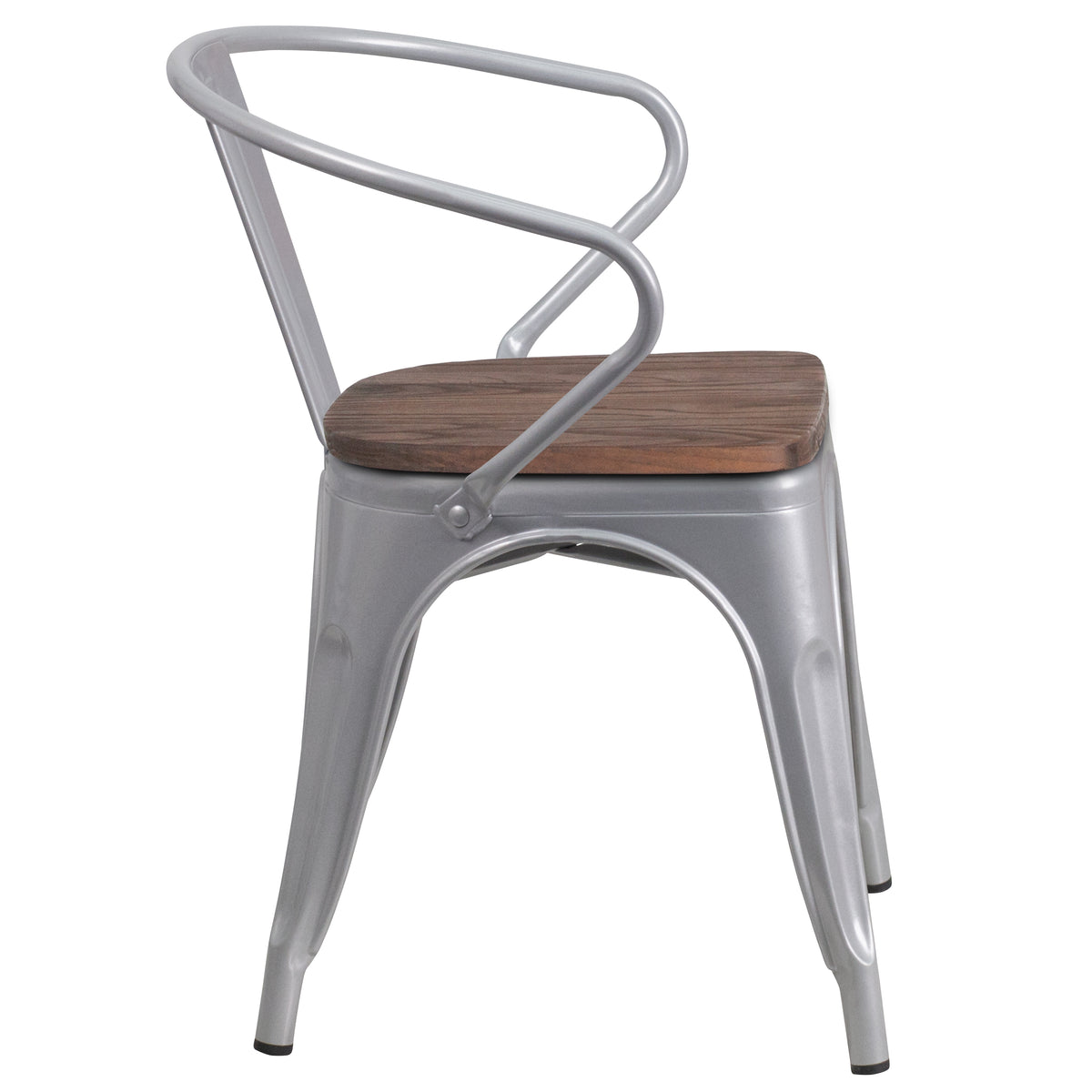 Metal Chair with Wood Seat and Arms