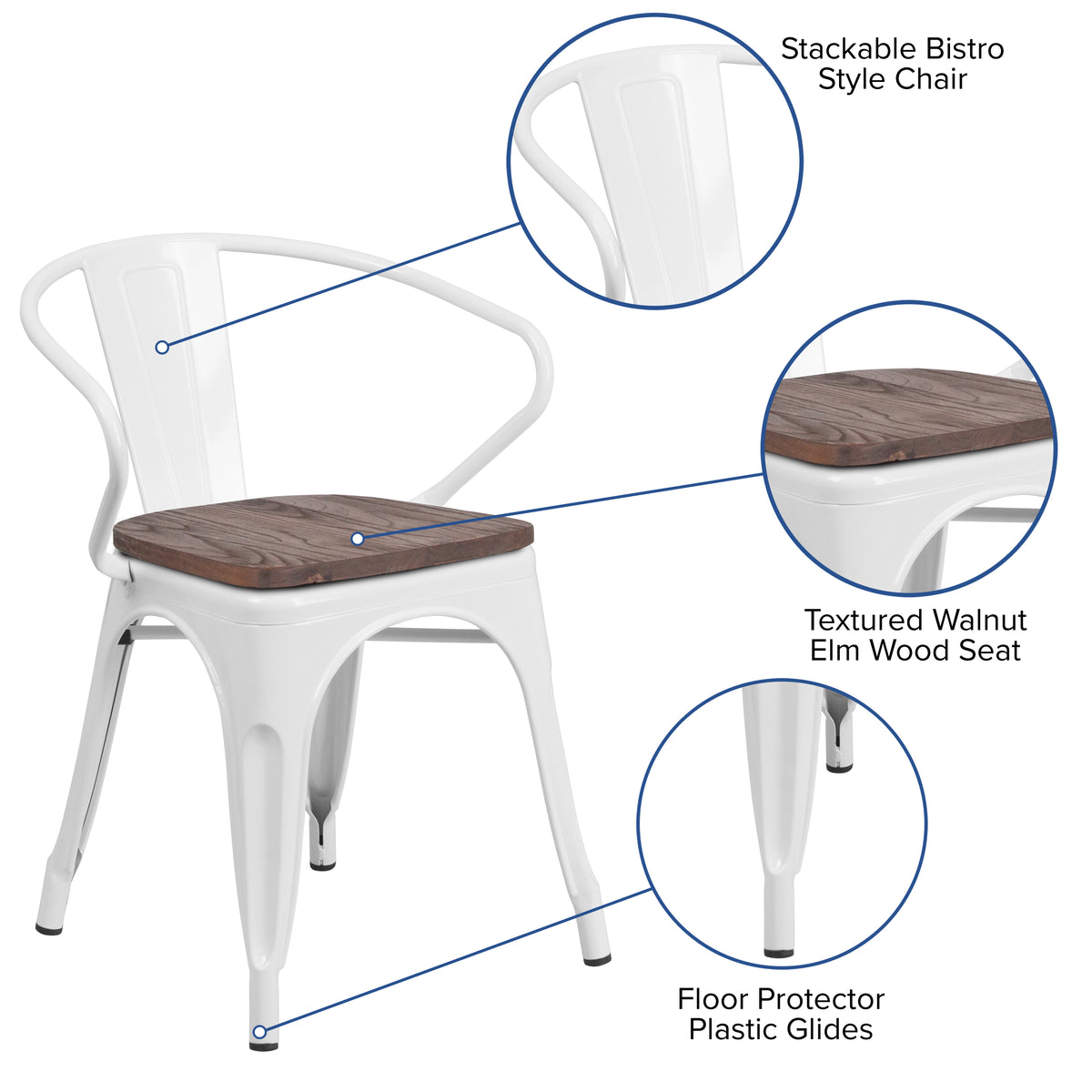 Metal Chair with Wood Seat and Arms