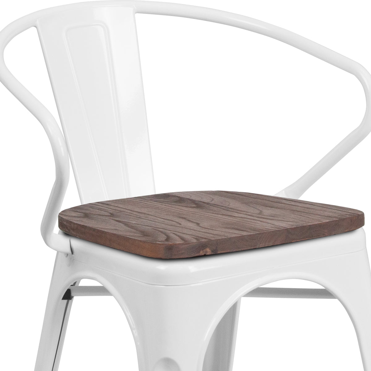 Metal Chair with Wood Seat and Arms