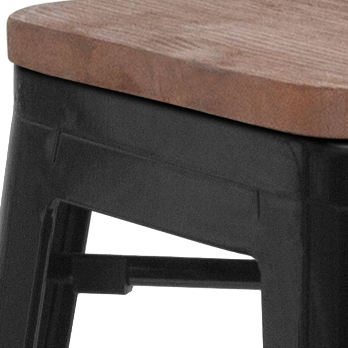 24" High Backless Metal Counter Height Stool with Square Wood Seat