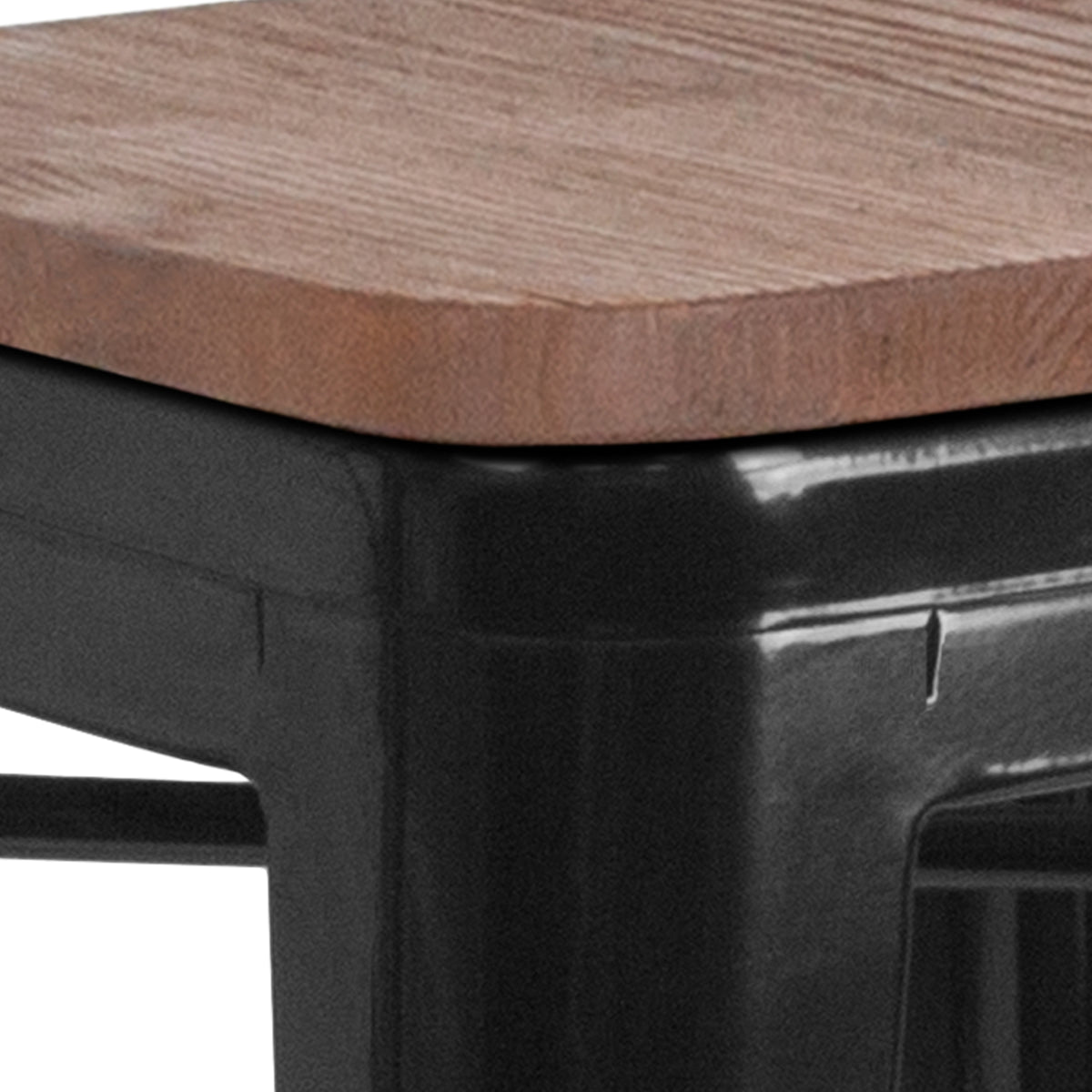 24" High Backless Metal Counter Height Stool with Square Wood Seat