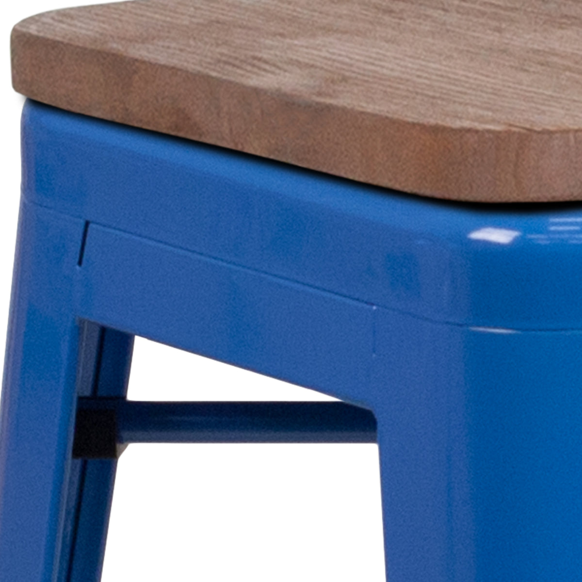 24" High Backless Metal Counter Height Stool with Square Wood Seat