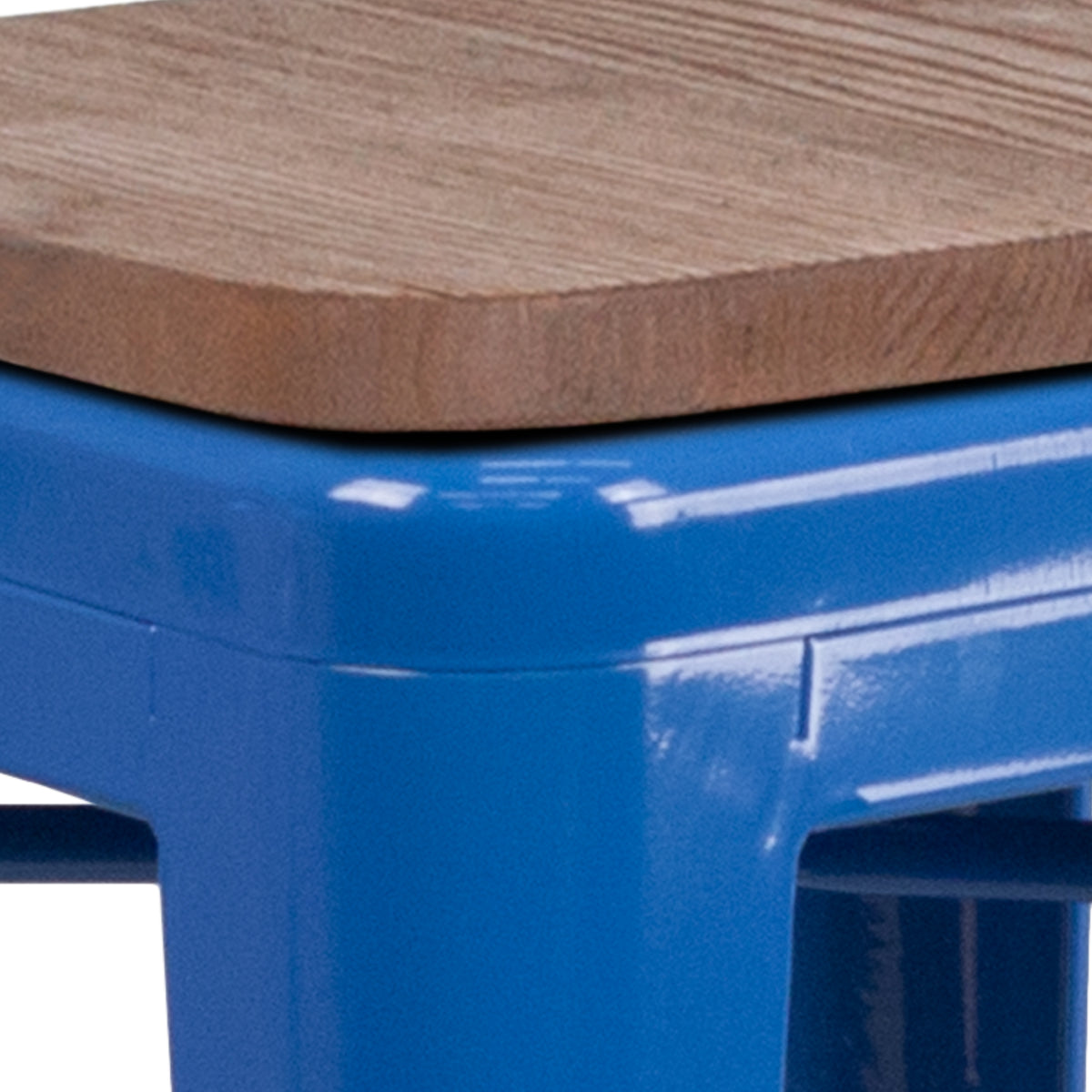 24" High Backless Metal Counter Height Stool with Square Wood Seat