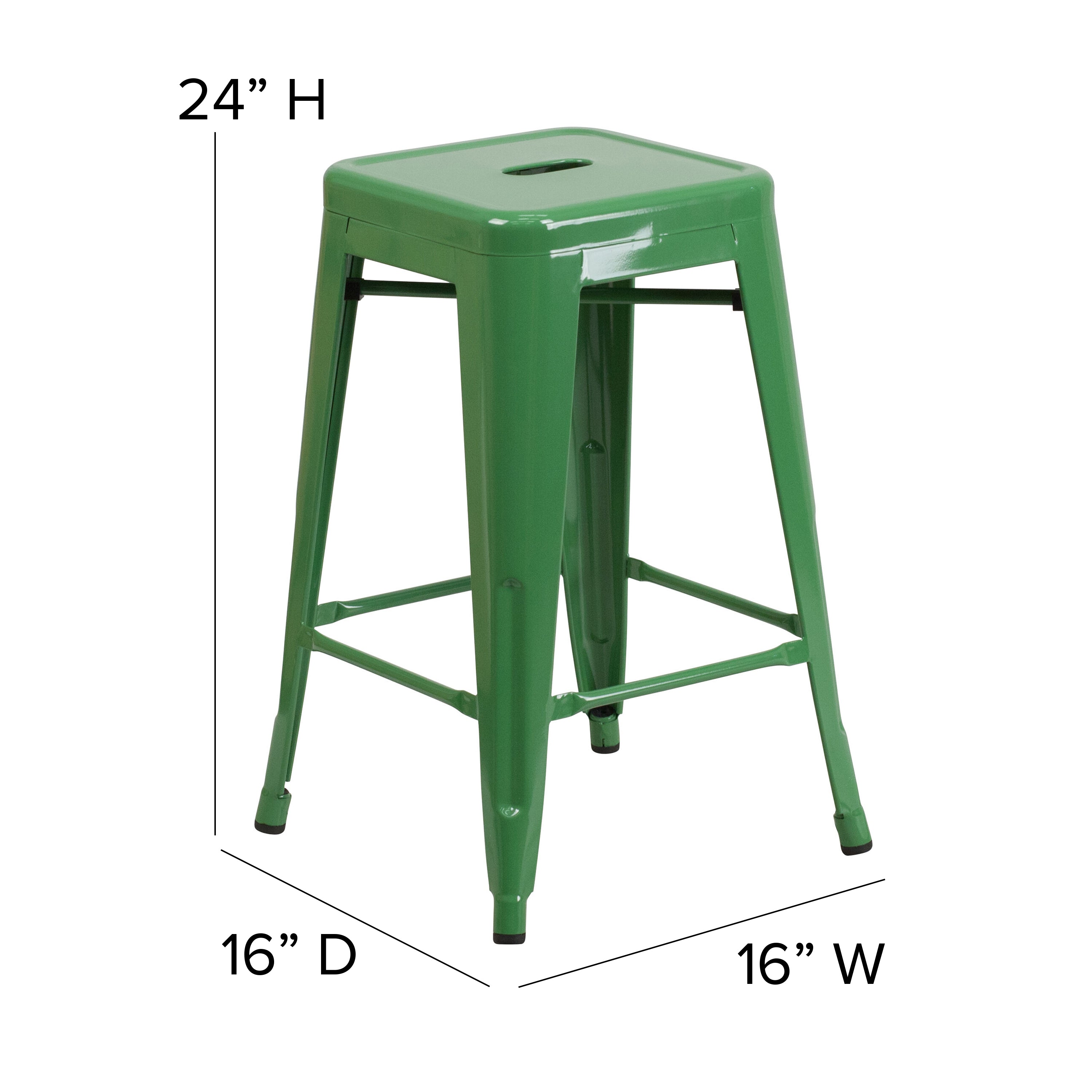 Kai Commercial Grade 24" High Backless Metal Indoor-Outdoor Counter Height Stool with Poly Resin Wood Seat-Metal Colorful Restaurant Counter Stool-Flash Furniture-Wall2Wall Furnishings