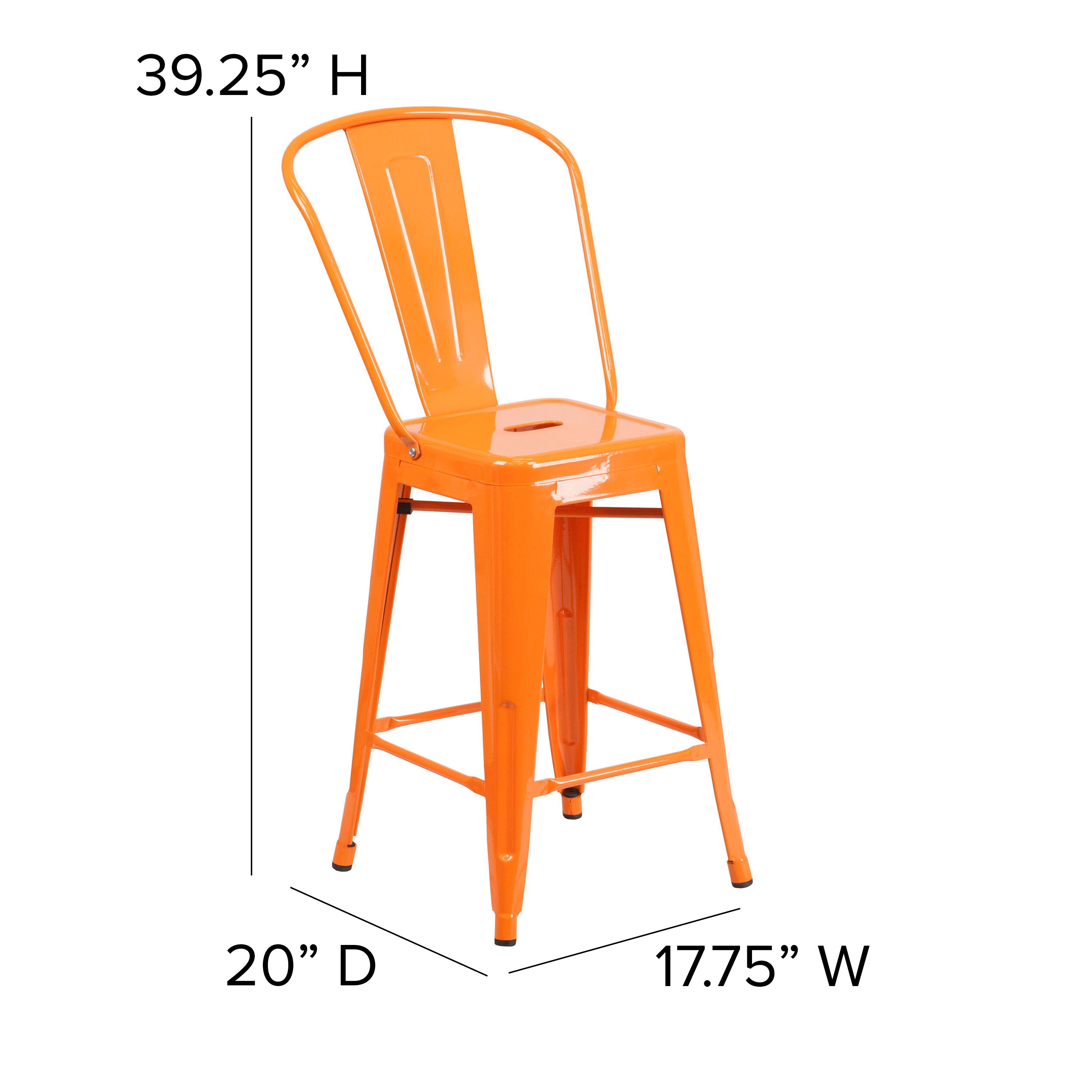Kai Commercial Grade 24" High Metal Indoor-Outdoor Counter Height Stool with Removable Back and All-Weather Poly Resin Seat-Metal Colorful Restaurant Counter Stool-Flash Furniture-Wall2Wall Furnishings