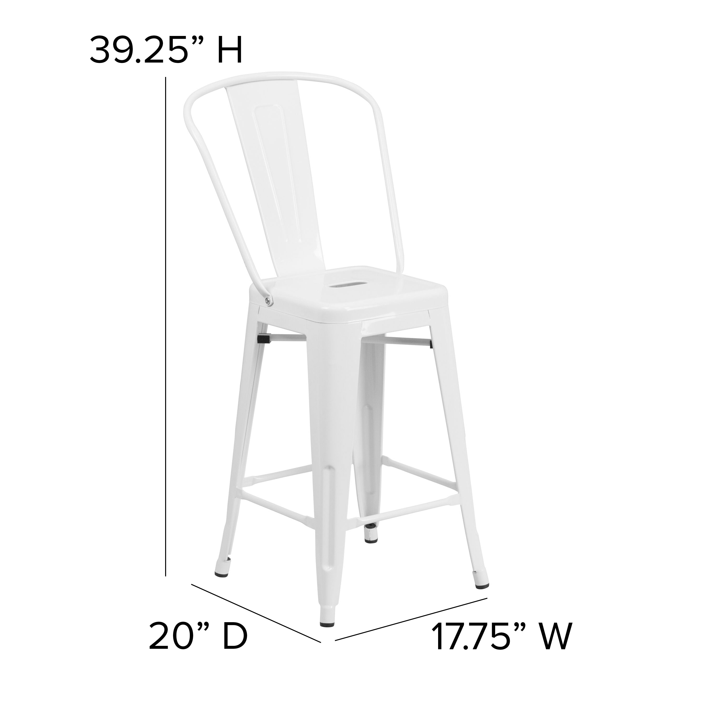 Kai Commercial Grade 24" High Metal Indoor-Outdoor Counter Height Stool with Removable Back and All-Weather Poly Resin Seat-Metal Colorful Restaurant Counter Stool-Flash Furniture-Wall2Wall Furnishings