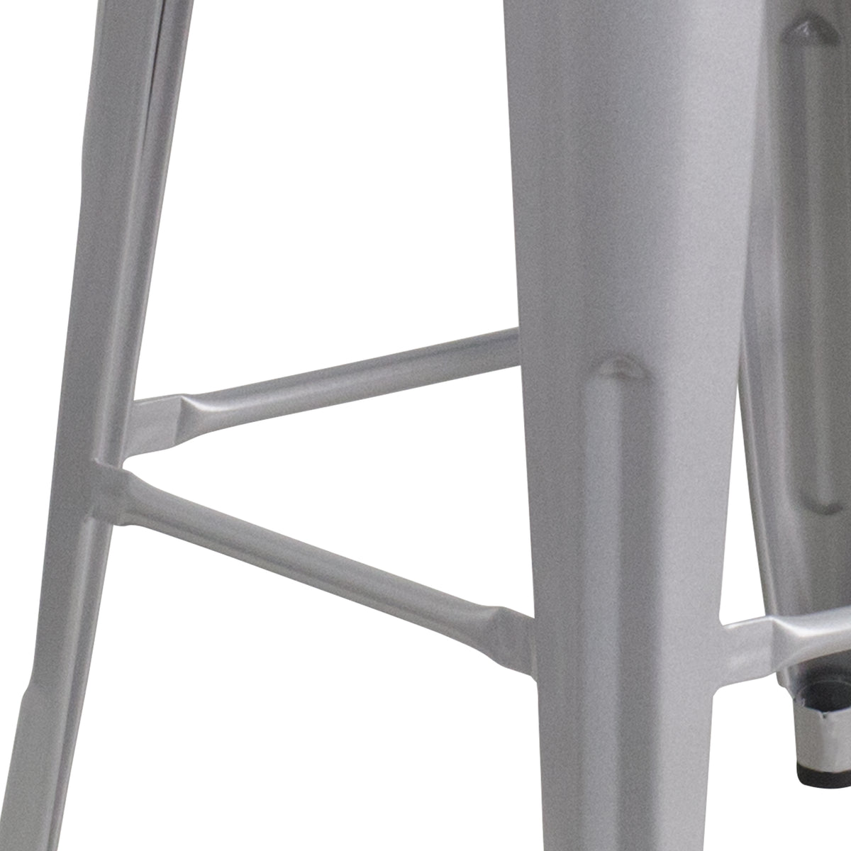 30" High Backless Metal Barstool with Square Wood Seat