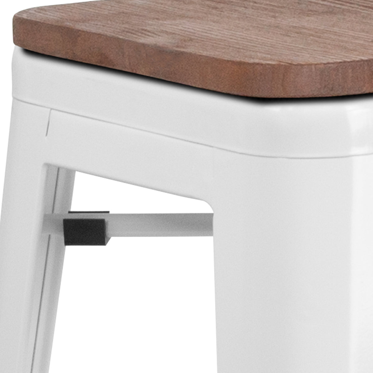 30" High Backless Metal Barstool with Square Wood Seat