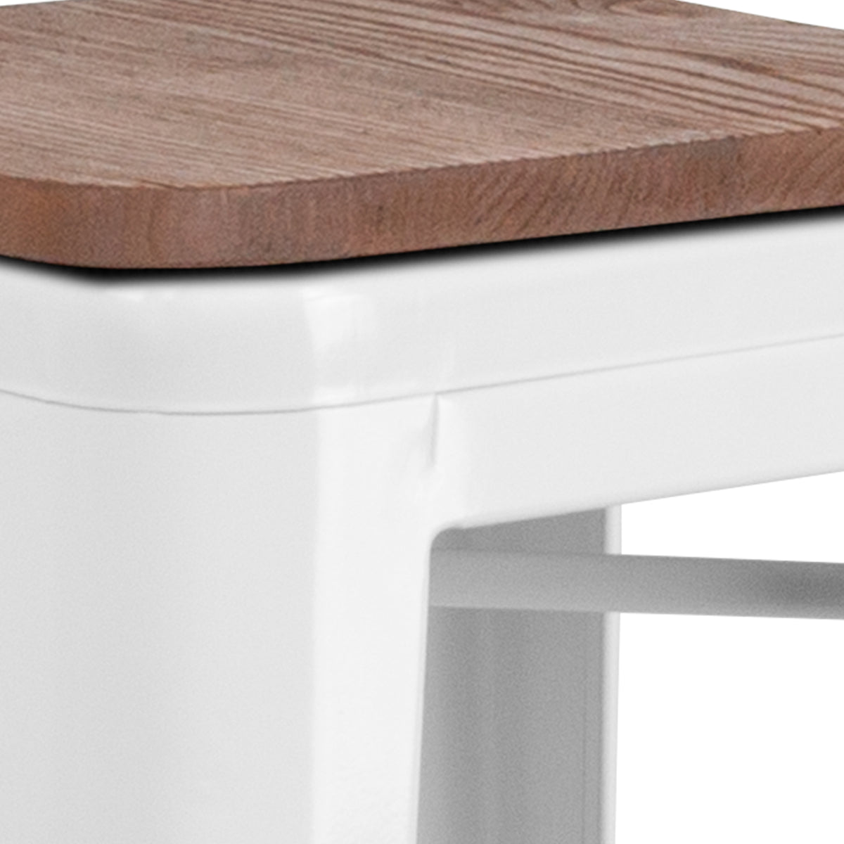 30" High Backless Metal Barstool with Square Wood Seat