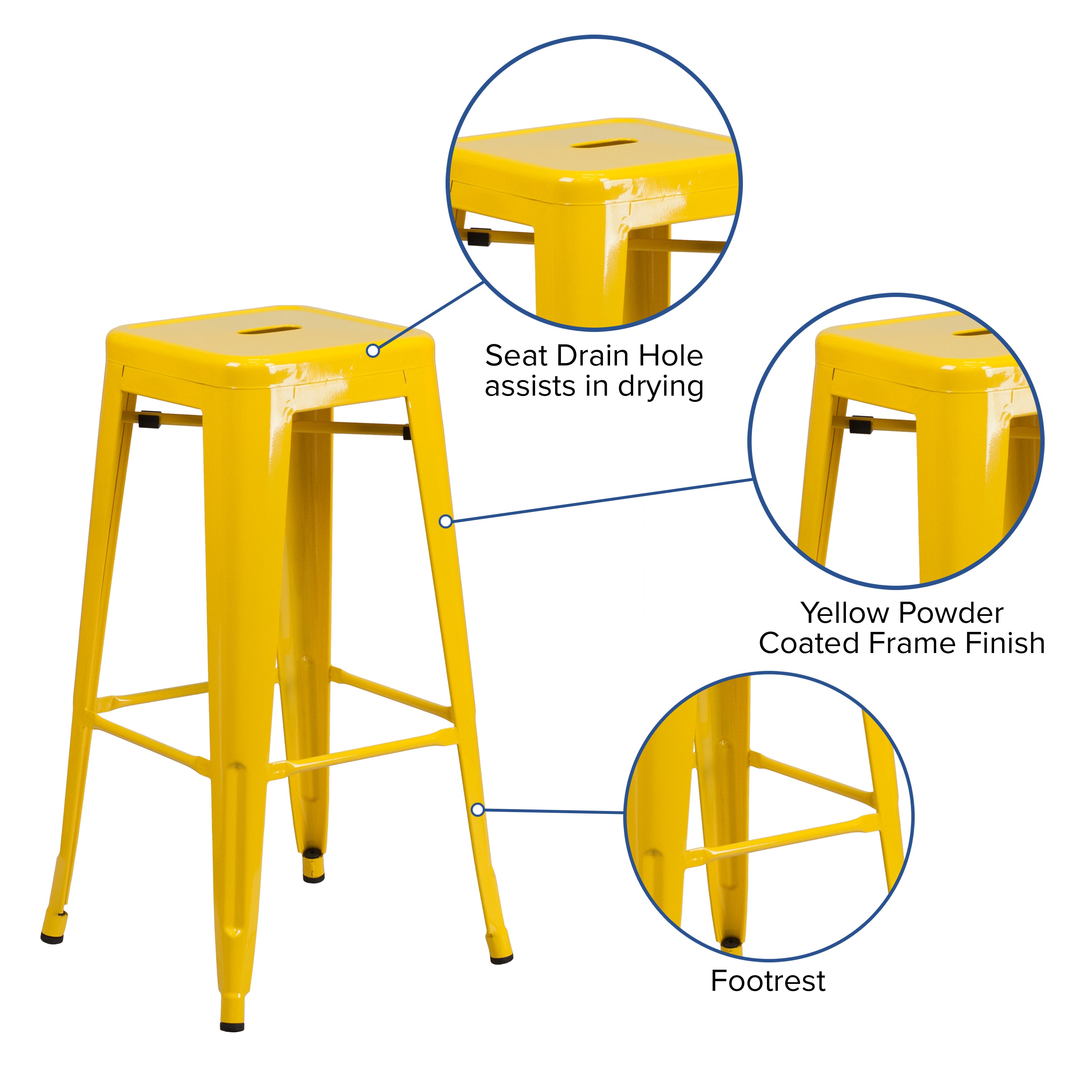 Commercial Grade 30" High Backless Metal Indoor-Outdoor Barstool with Square Seat-Bar Stool-Flash Furniture-Wall2Wall Furnishings