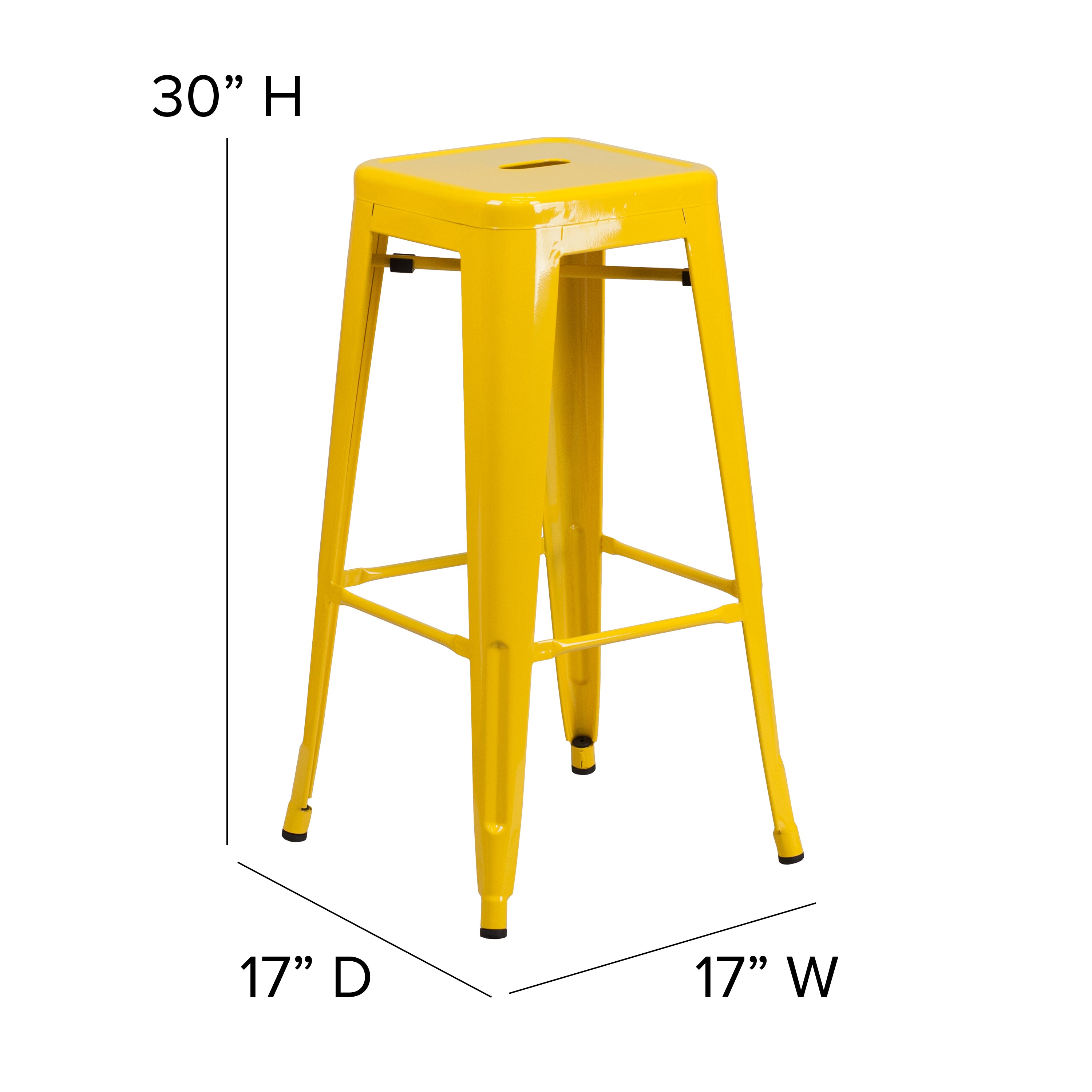 Kai Commercial Grade 30" High Backless Metal Indoor-Outdoor Bar Height Stool with Poly Resin Wood Seat-Metal Colorful Restaurant Barstool-Flash Furniture-Wall2Wall Furnishings