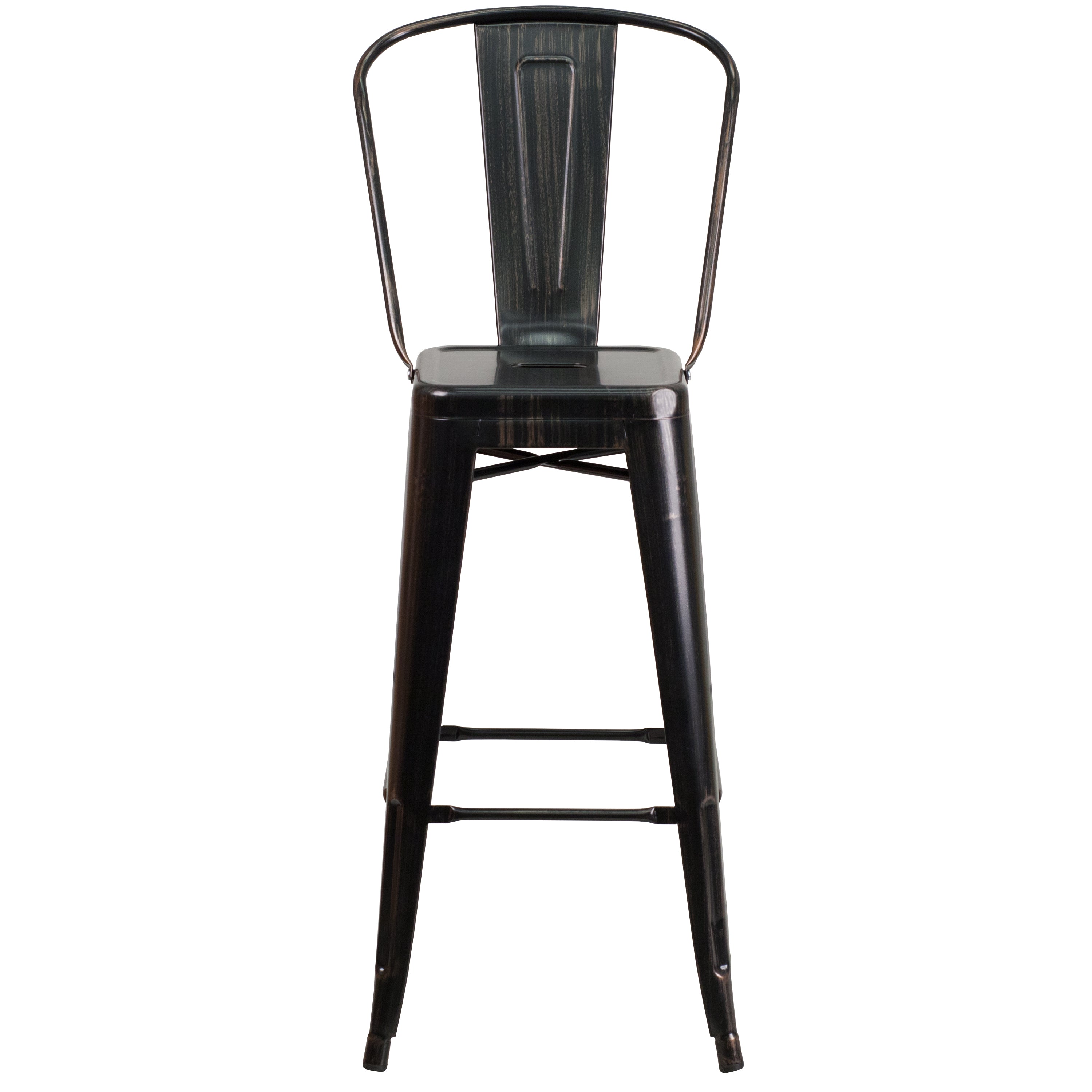 Commercial Grade 30" High Metal Indoor-Outdoor Barstool with Back-Bar Stool-Flash Furniture-Wall2Wall Furnishings