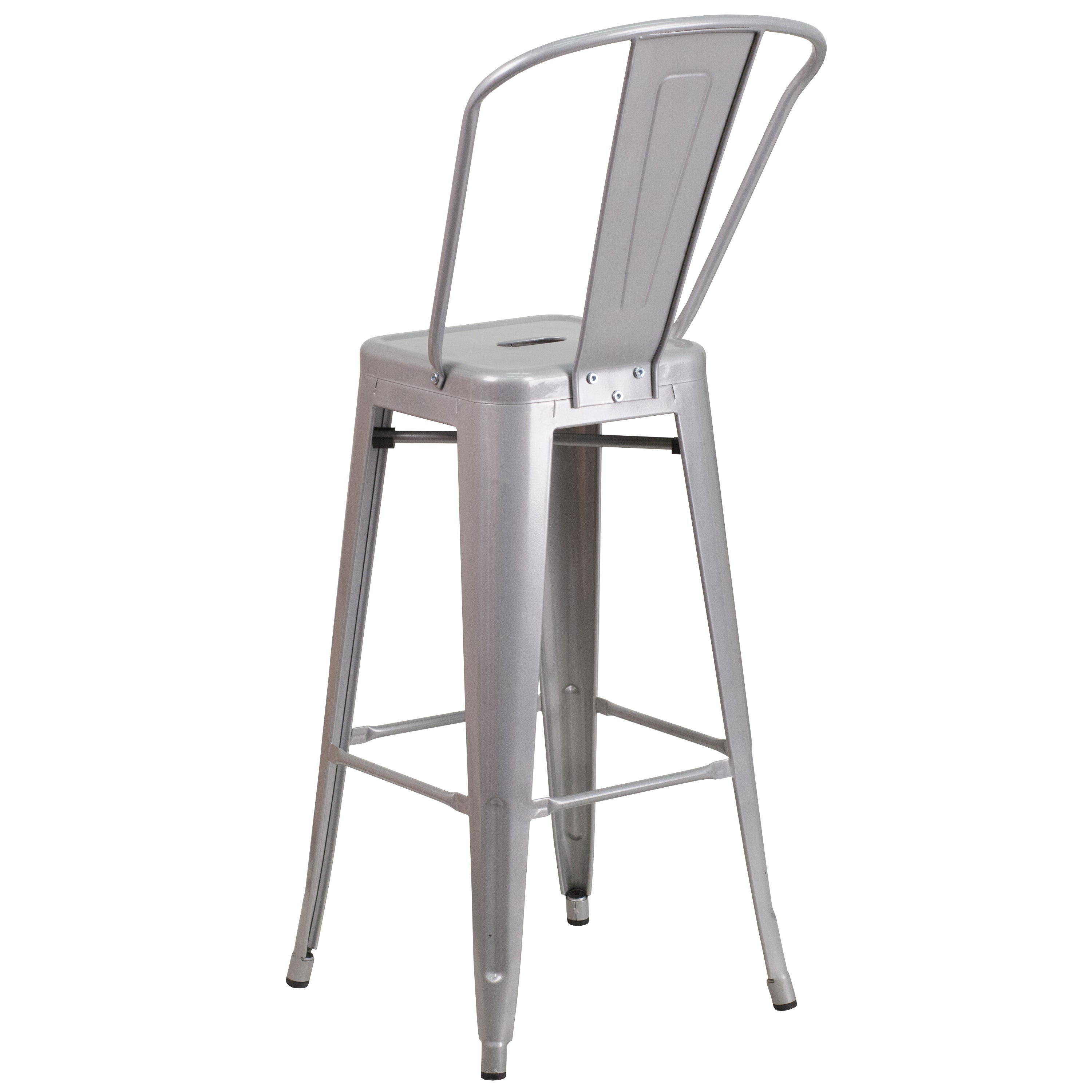 Commercial Grade 30" High Metal Indoor-Outdoor Barstool with Back-Bar Stool-Flash Furniture-Wall2Wall Furnishings