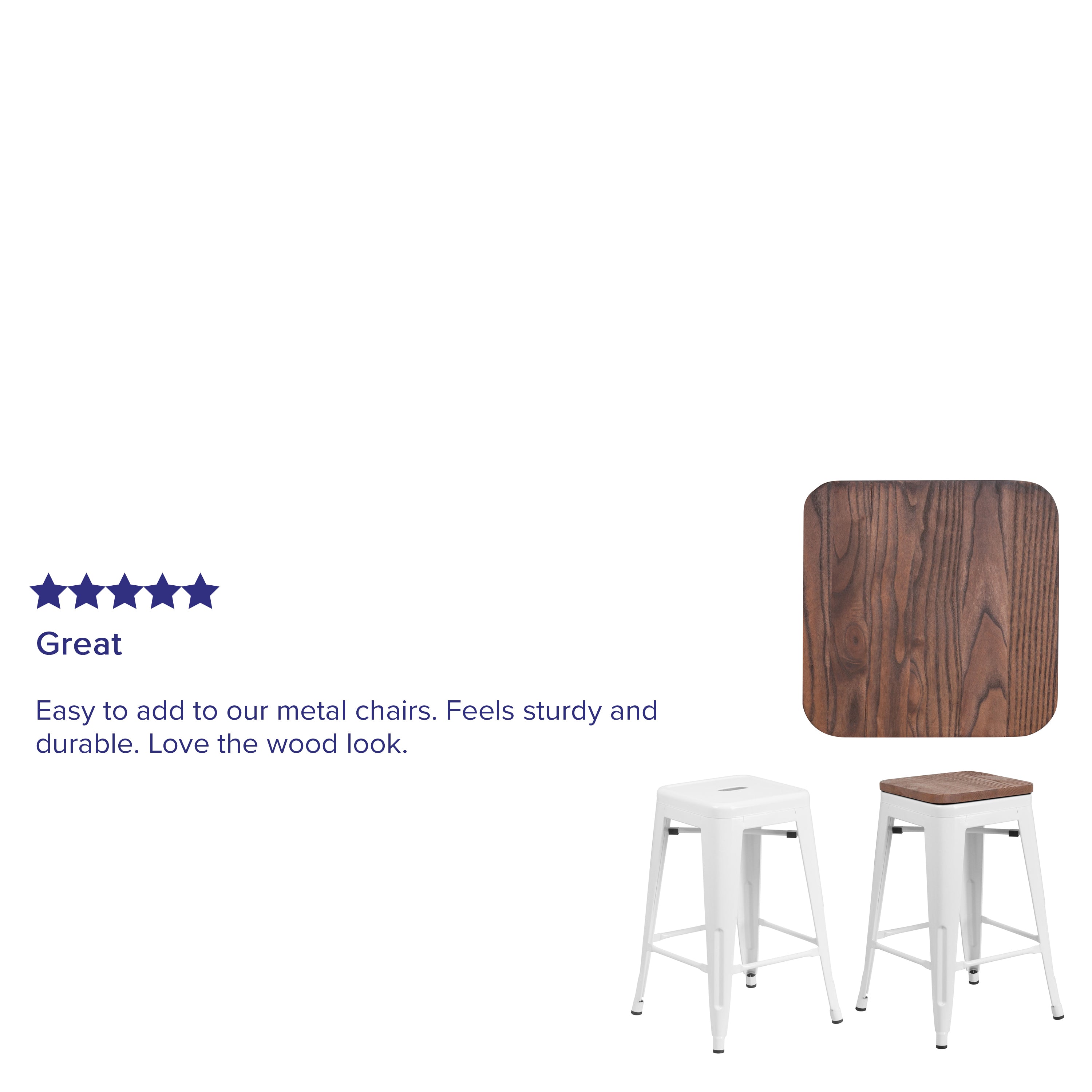 Wood Seat for Colorful Metal Barstools-Colorful Metal Seats-Flash Furniture-Wall2Wall Furnishings