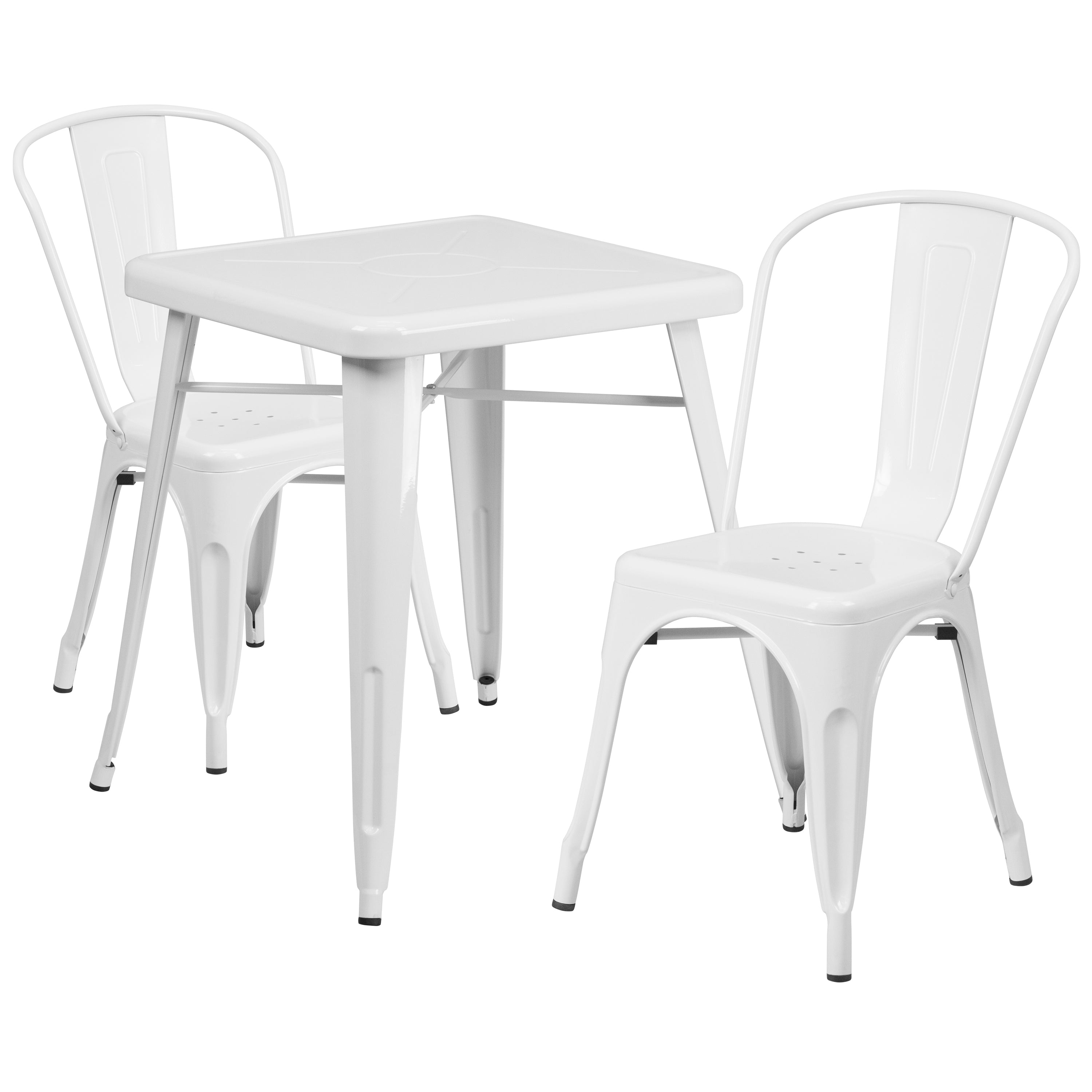 Commercial Grade 23.75" Square Metal Indoor-Outdoor Table Set with 2 Stack Chairs-Indoor/Outdoor Dining Sets-Flash Furniture-Wall2Wall Furnishings