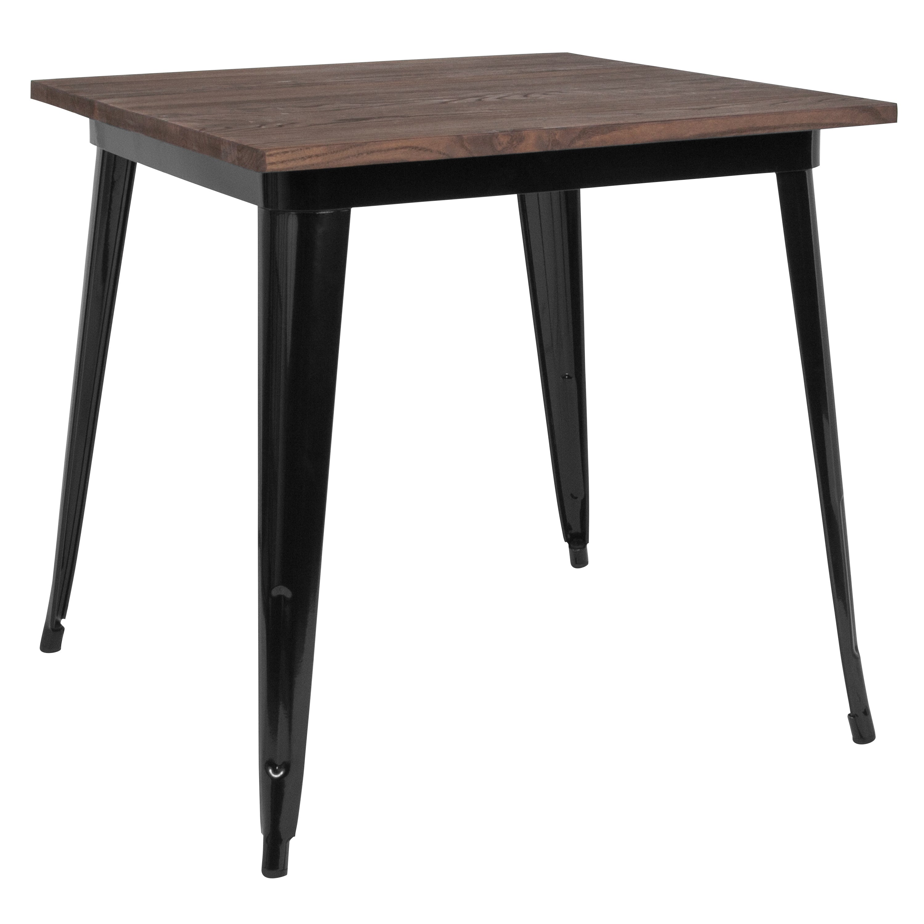 31.5" Square Metal Indoor Table with Rustic Wood Top-Metal/ Colorful Restaurant Table-Flash Furniture-Wall2Wall Furnishings