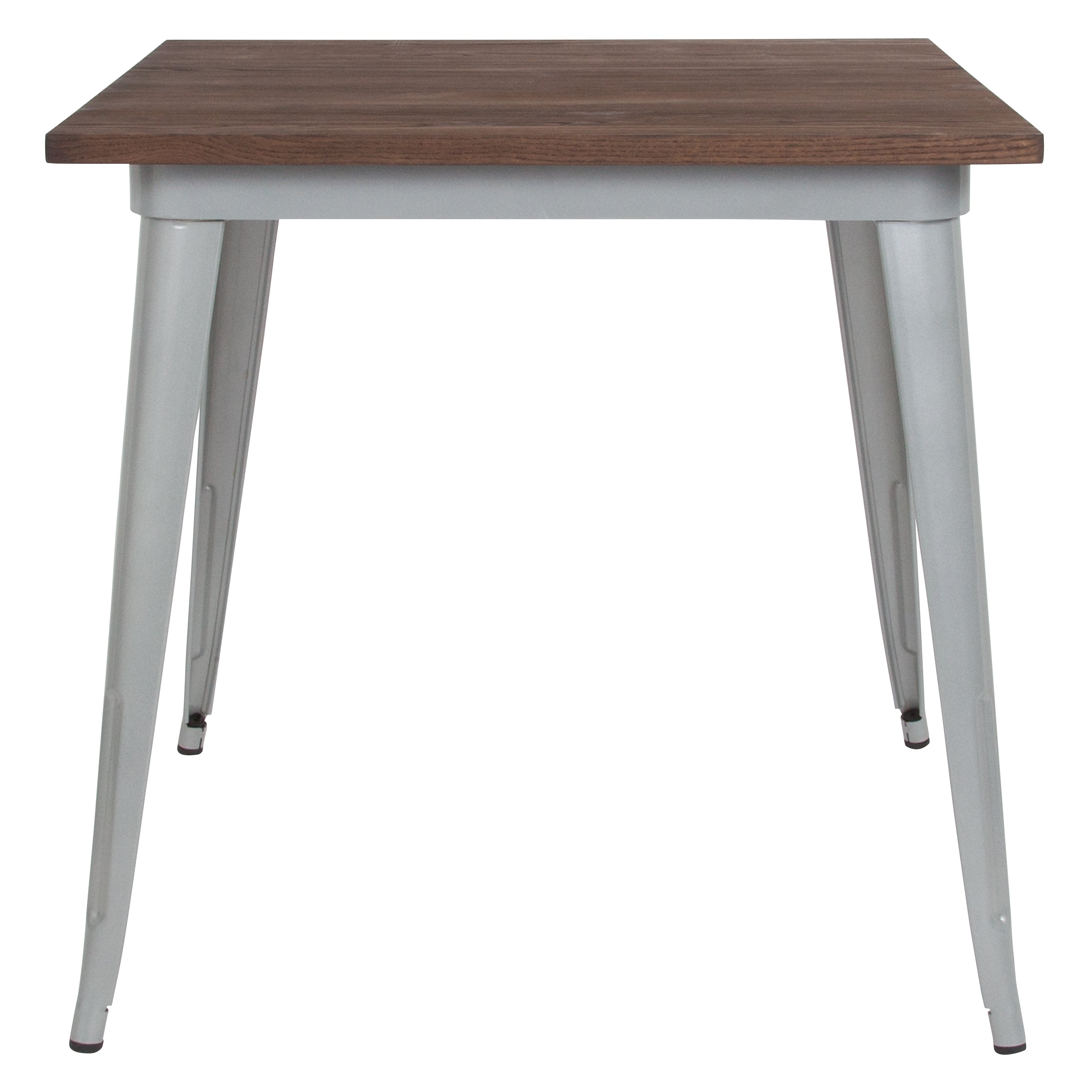 31.5" Square Metal Indoor Table with Rustic Wood Top-Metal/ Colorful Restaurant Table-Flash Furniture-Wall2Wall Furnishings