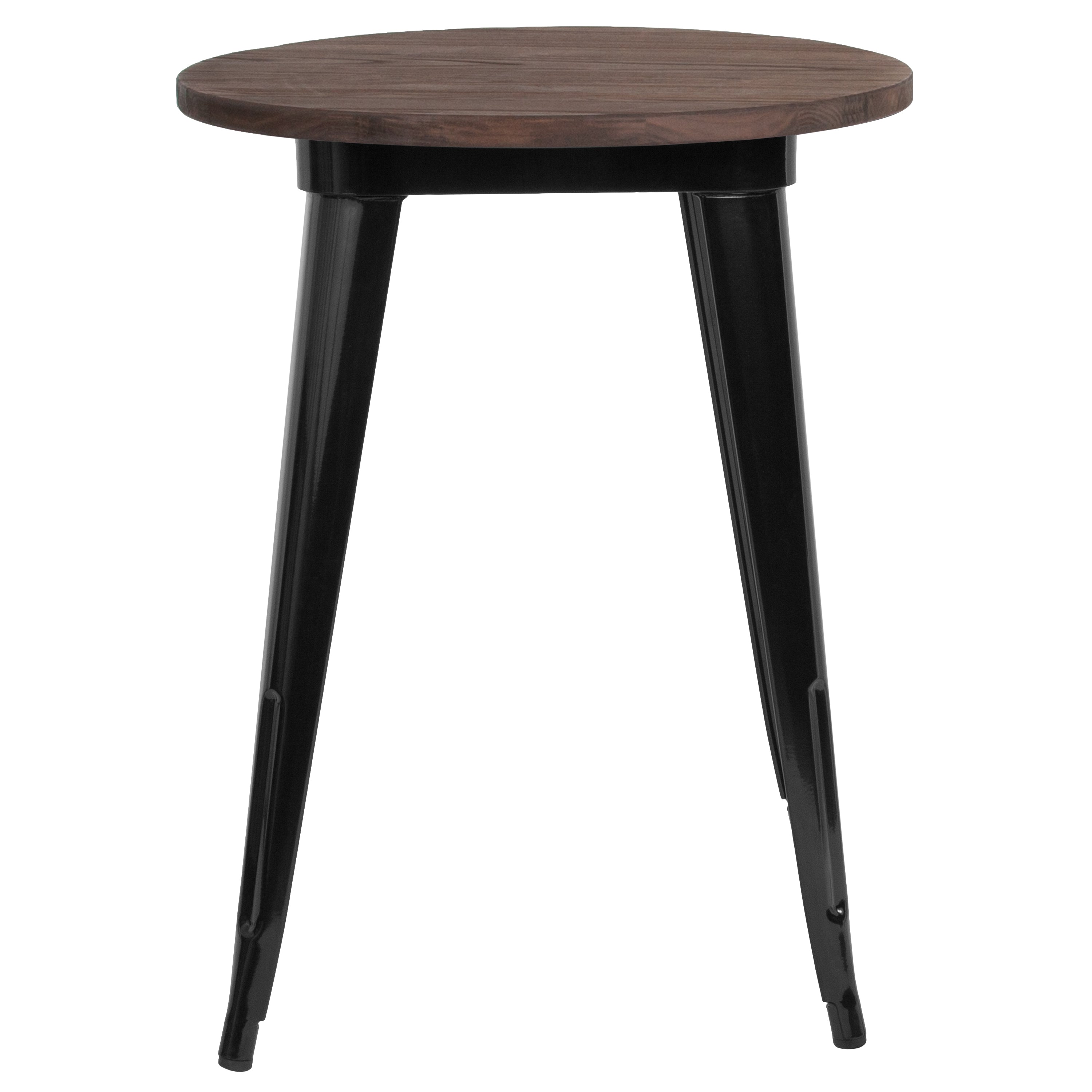 24" Round Metal Indoor Table with Rustic Wood Top-Metal/ Colorful Restaurant Table-Flash Furniture-Wall2Wall Furnishings